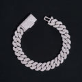 10MM Three Rows Sterling Silver Lab Grown Dimond Cuban Link Bracelet
