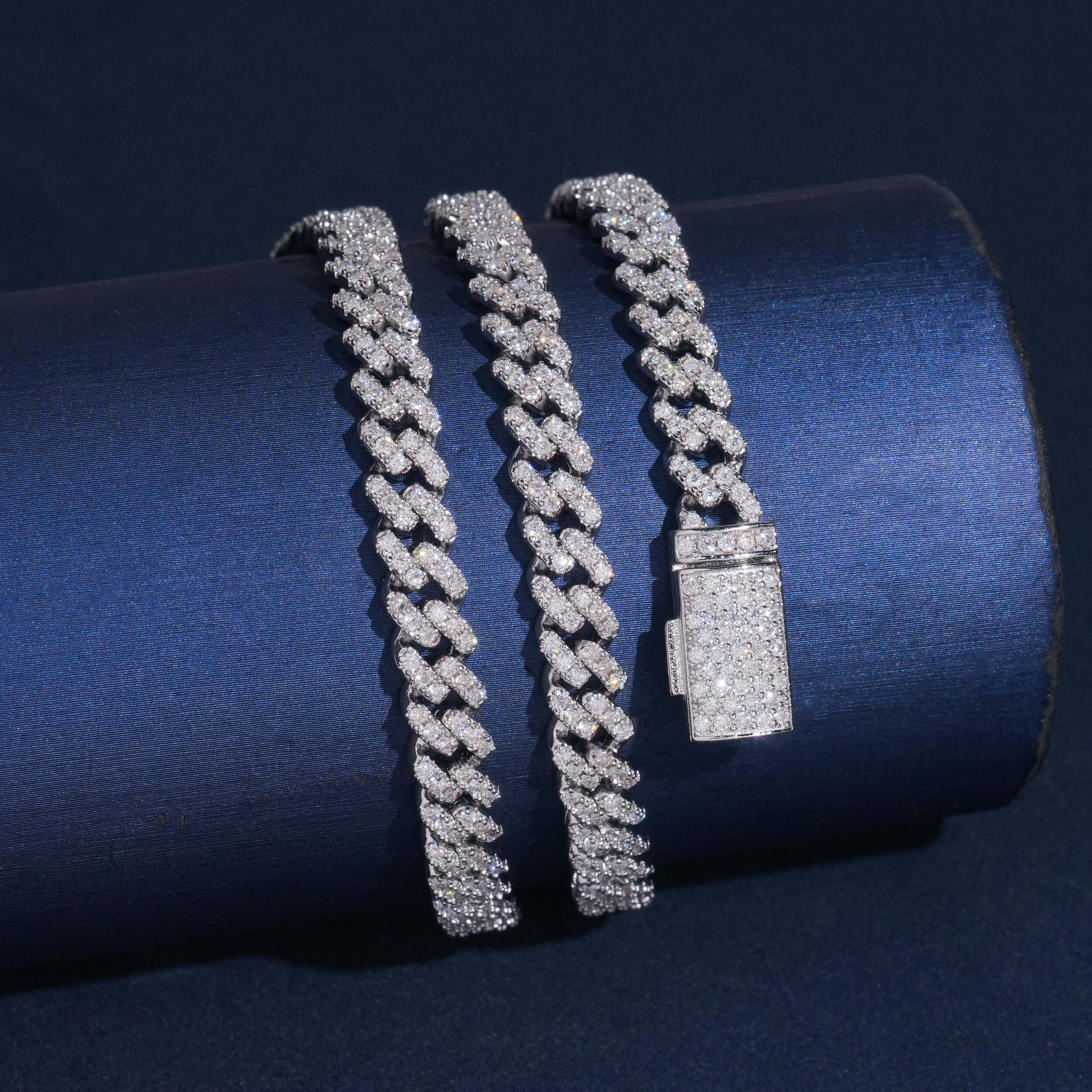 6MM Sterling Silver Lab Grown Diamond Cuban Chain Necklace