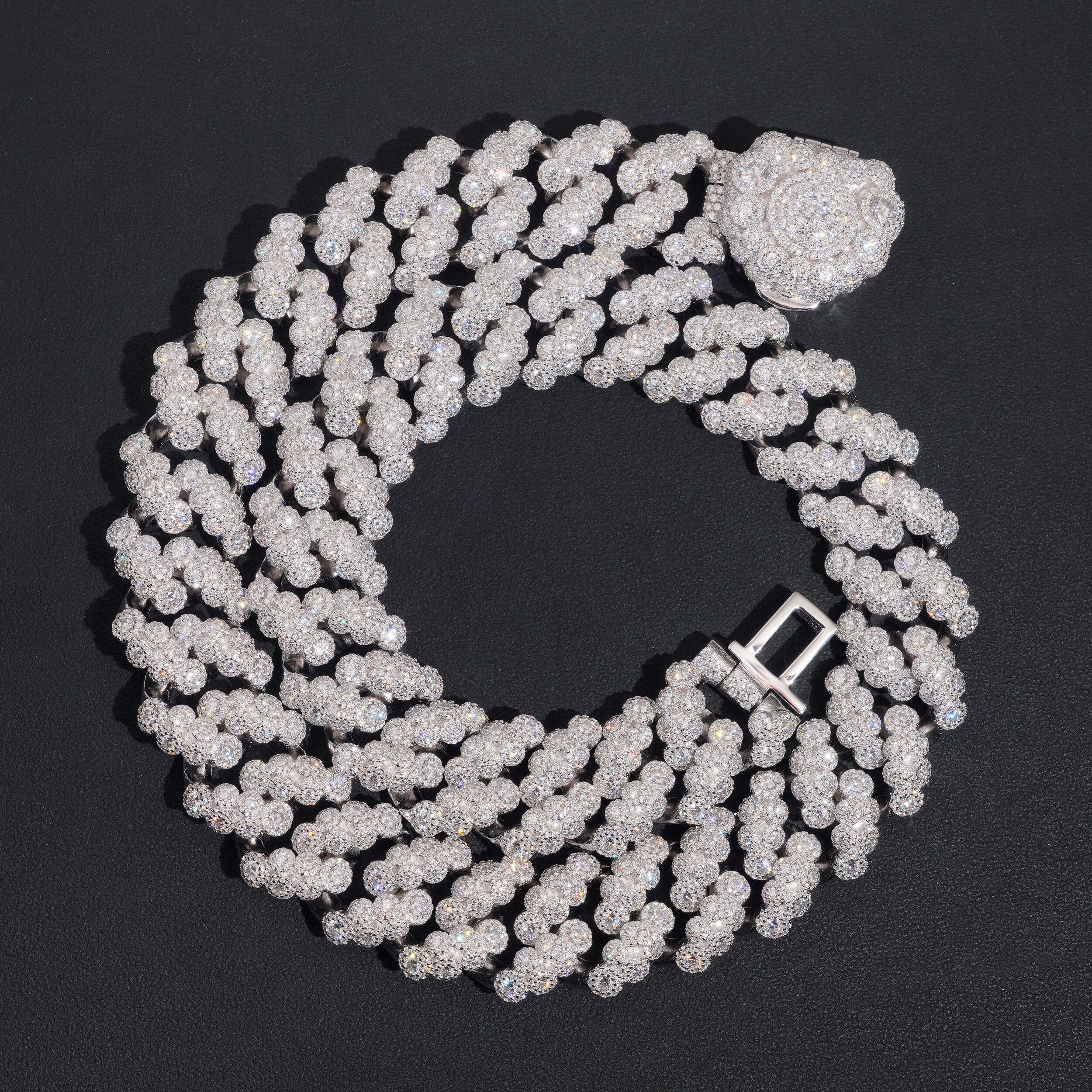 20MM Bezel Setting Cluster Cuban Chain Necklace VVS Moissanite Diamond Hip Hop Jewelry