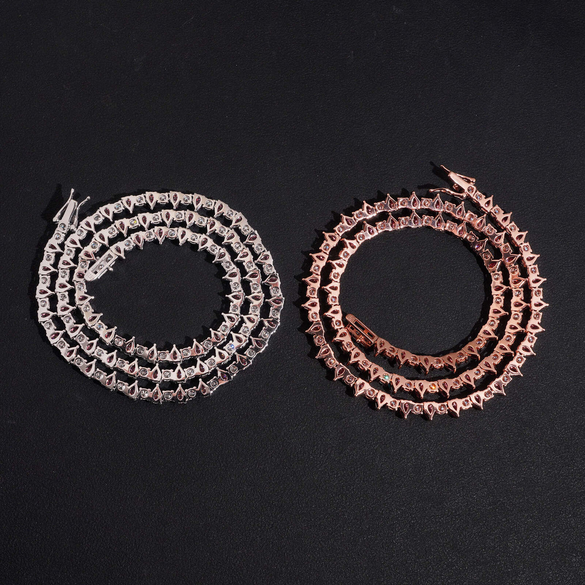 White Mix Pink Moissanite Tennis Chain Necklace