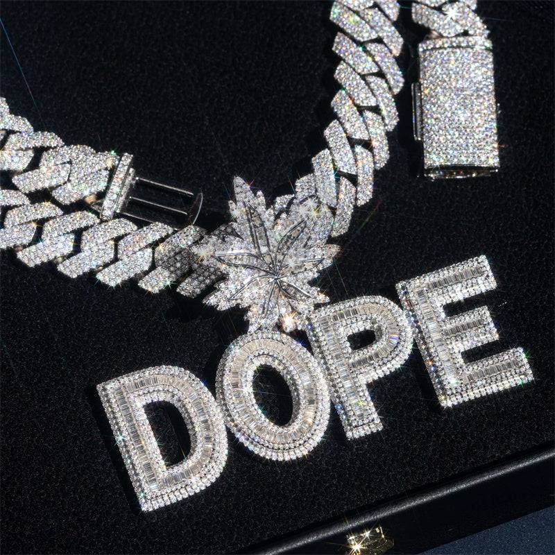 Hip Hop Custom Unique Design Iced Out Moissanite Diamond DOPE Name Pendant