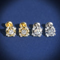 Flower Shaped VVS Moissanite Stud Earrings Screw Back 925 Sterling Silver