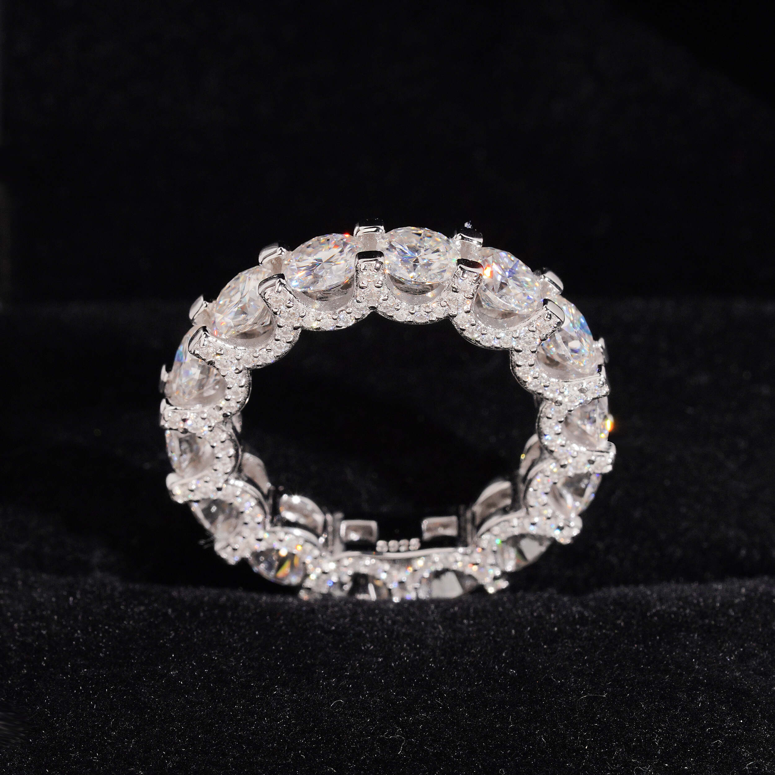 VVS Moissanite Silver 925 Side Iced 50 Pointer Eternity Ring Band