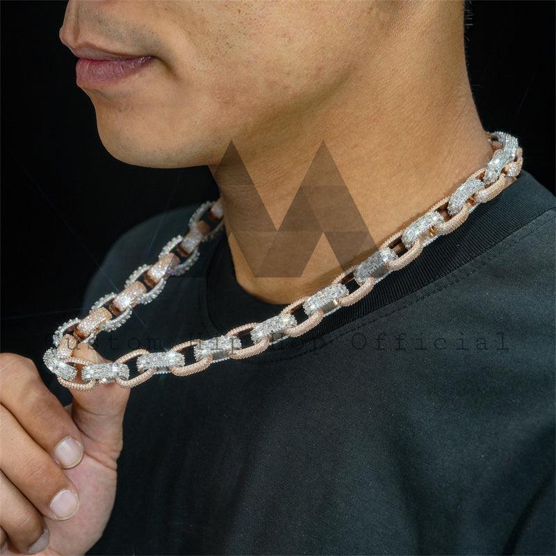 Baguette Cut Moissanite Chain with 13MM Box Link Iced Out VVS Moissanite Hip Hop Men Fashion Style4