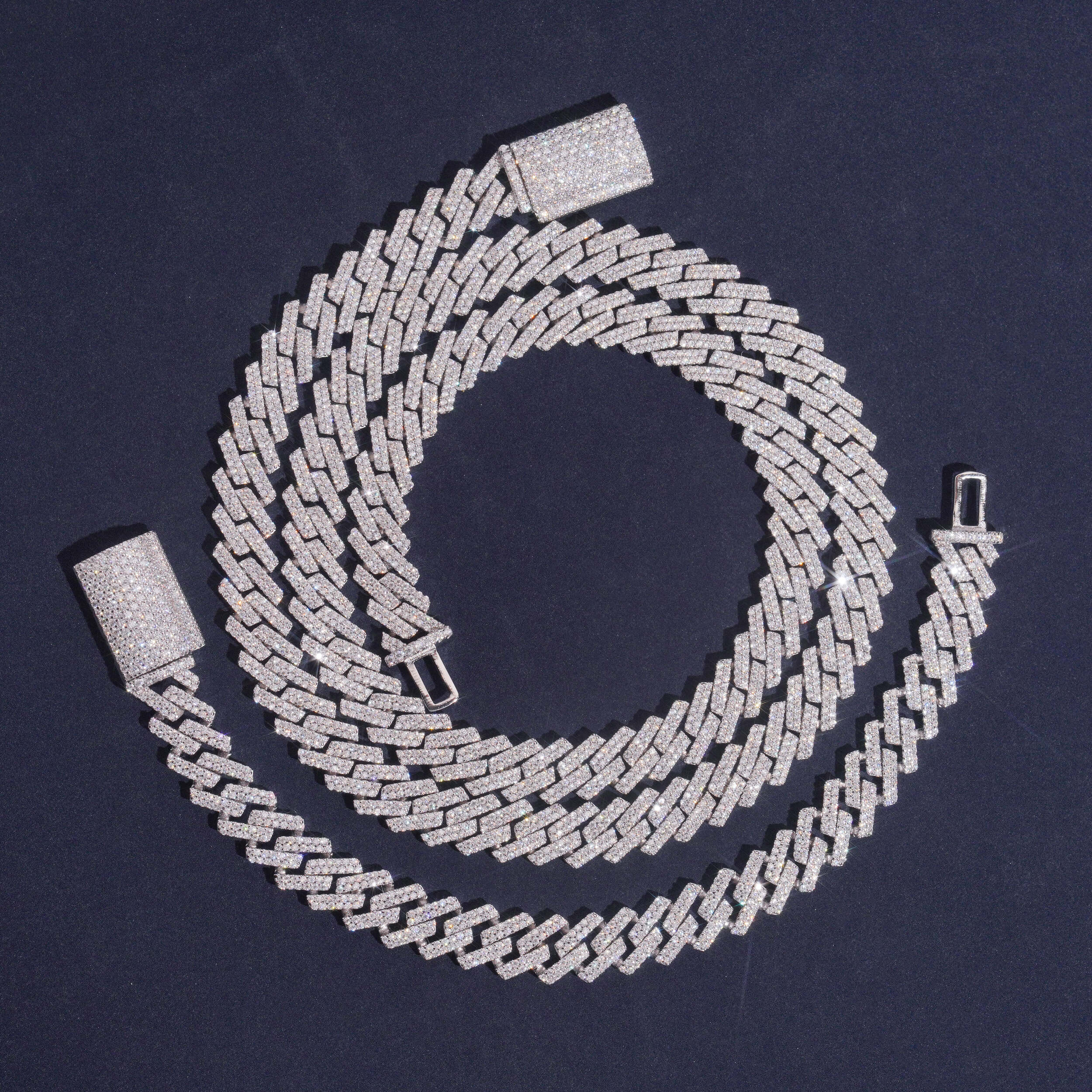Silver Cuban Chain Necklace 10MM Lab Grown Diamond