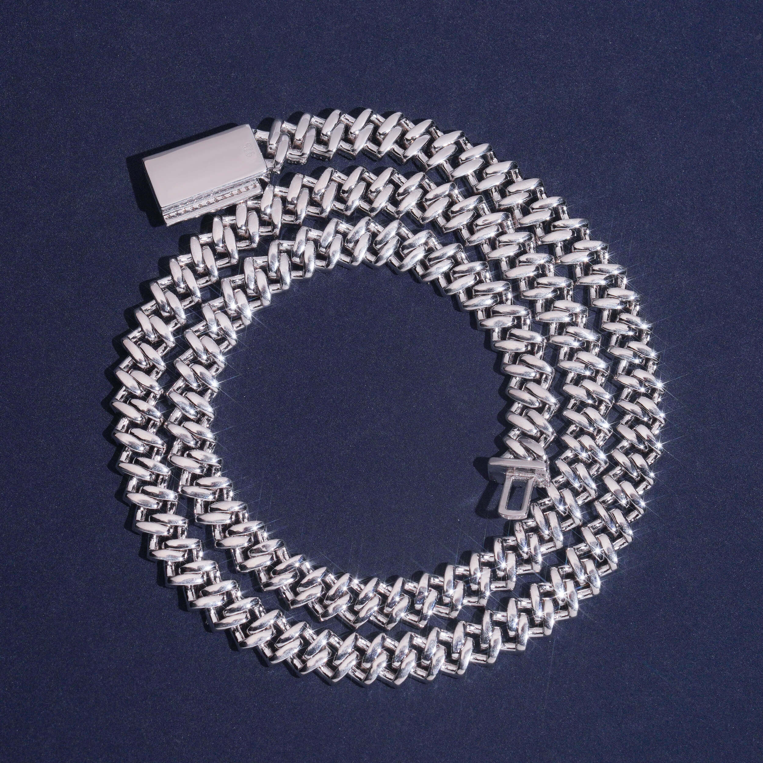 Silver Cuban Chain Necklace 10MM Lab Grown Diamond