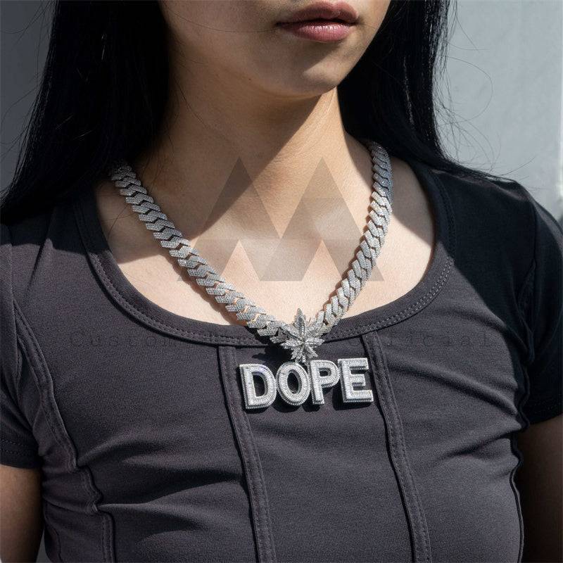 Hip Hop Custom Unique Design Iced Out Moissanite Diamond DOPE Name Pendant