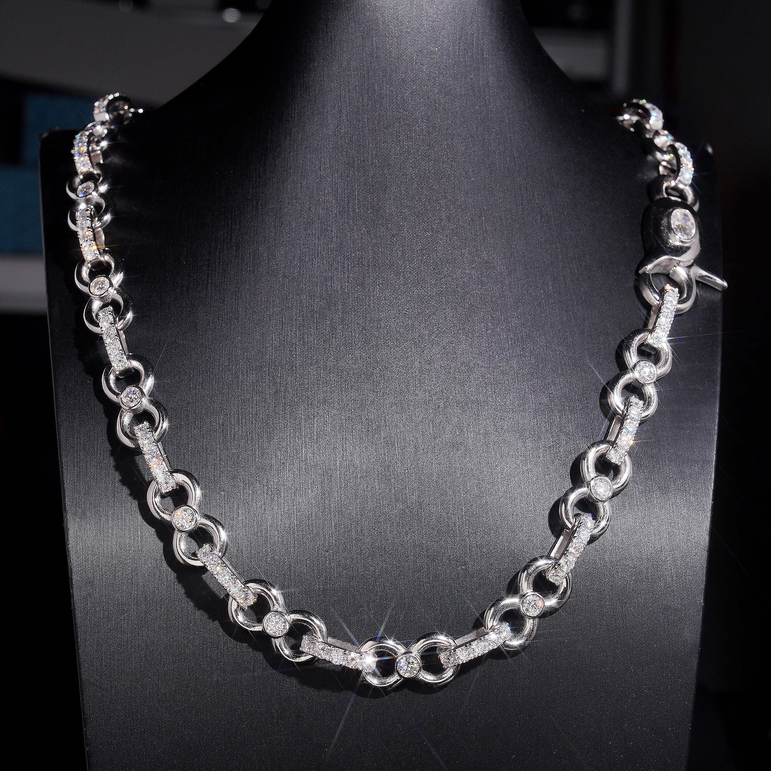 Sterling Silver 925 Men Iced Out Jewelry 13MM Infinity Chain Necklace