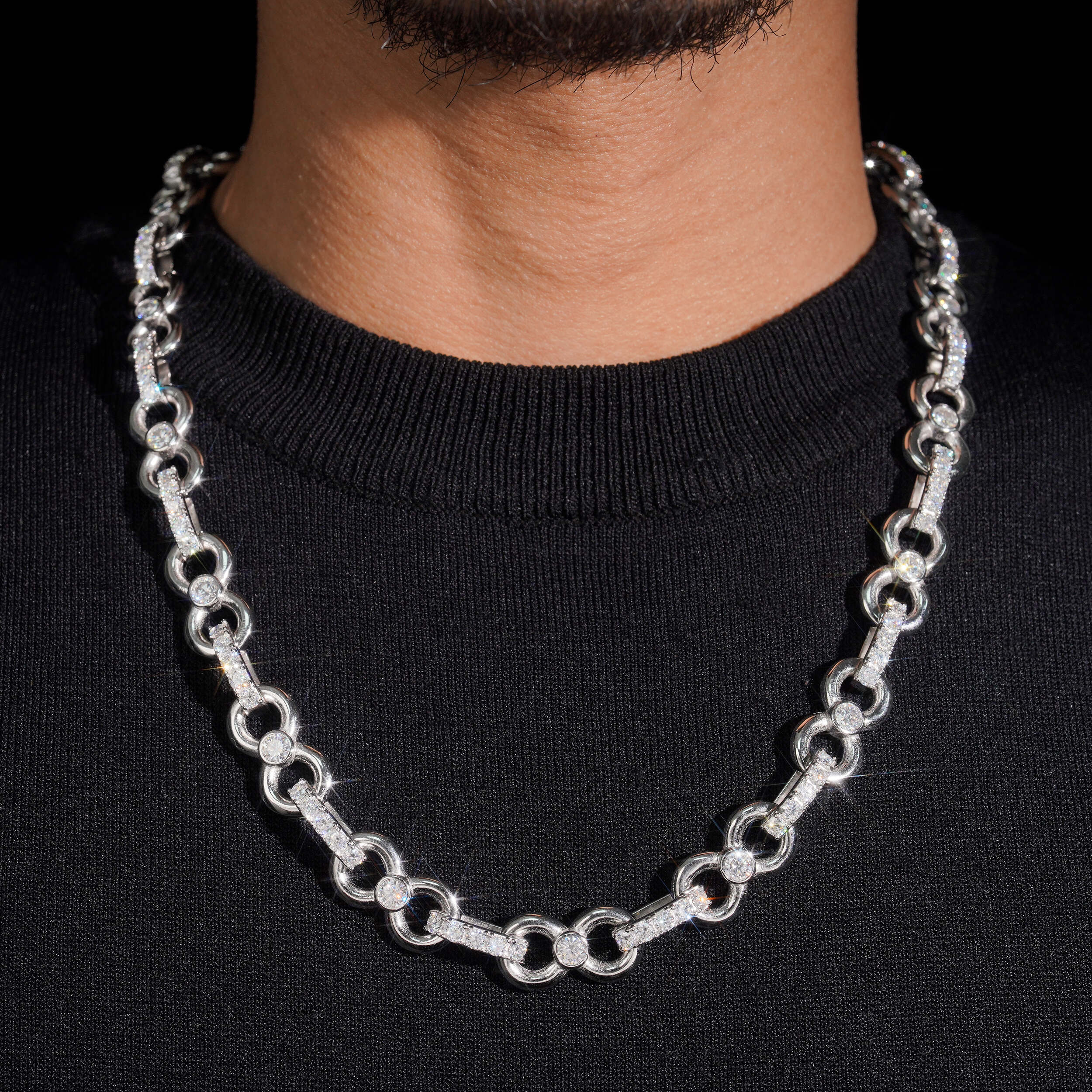 Sterling Silver 925 Men Iced Out Jewelry 13MM Infinity Chain Necklace