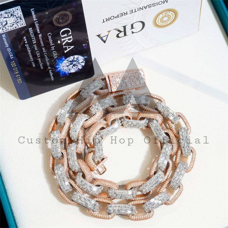 Baguette Cut Moissanite Iced Out Hip Hop Jewelry Chain with VVS Clarity0