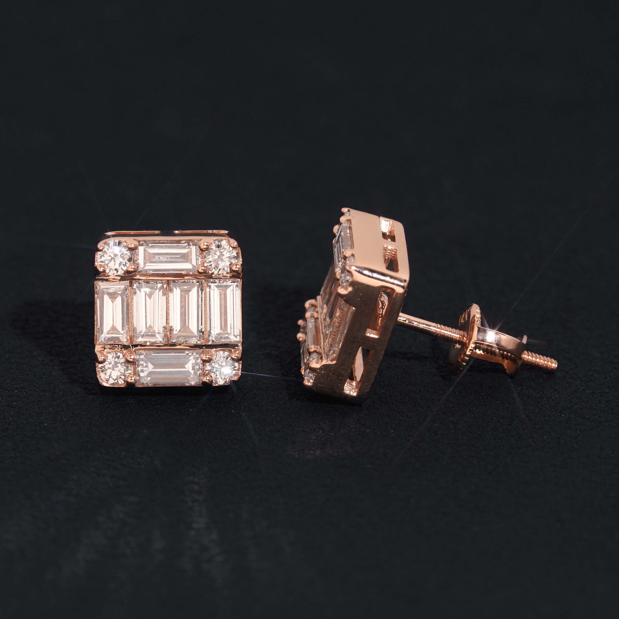 14K Rose Gold VVS1 Lab Grown Diamond Stud Earrings 10MM Width