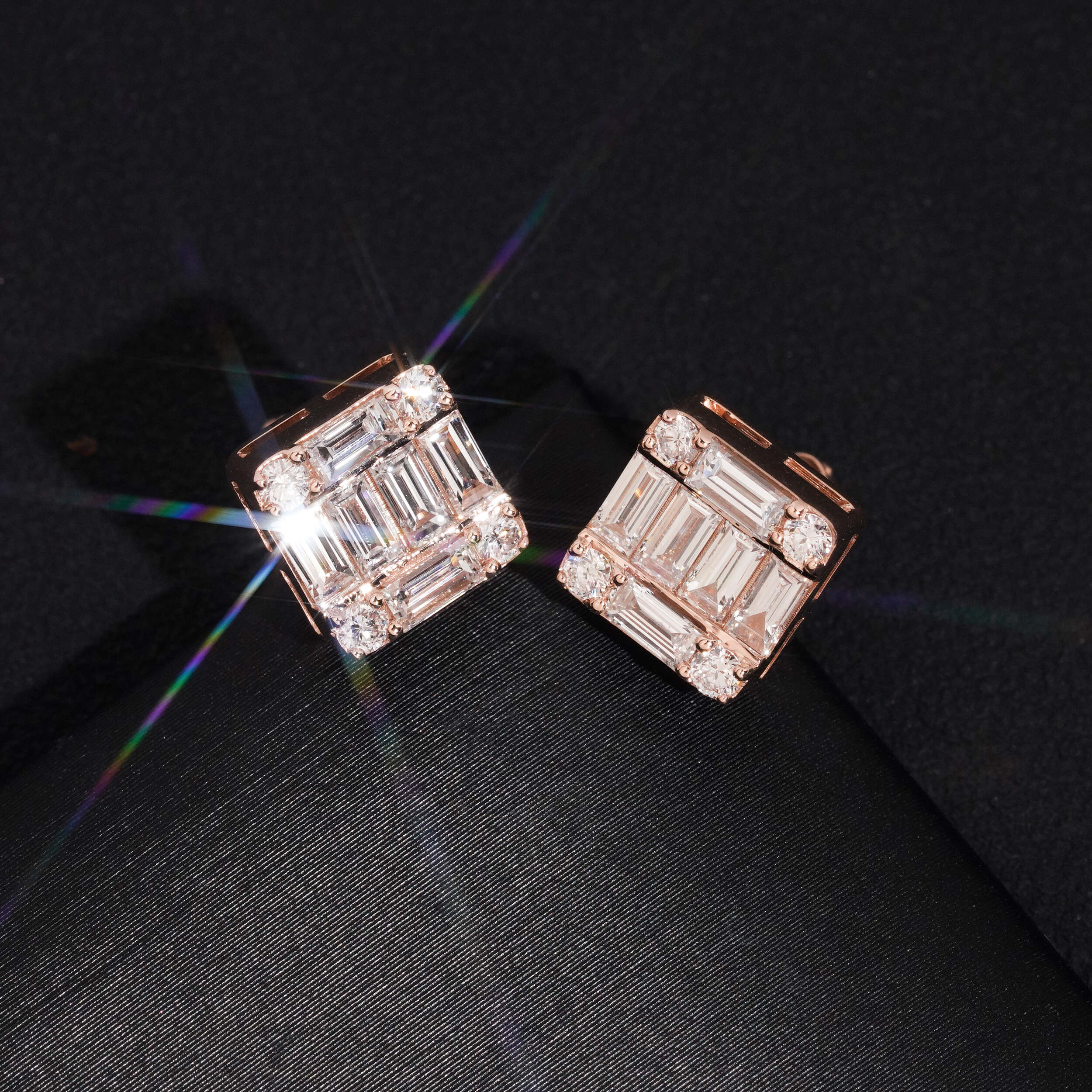 14K Rose Gold VVS1 Lab Grown Diamond Stud Earrings 10MM Width