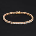 10K Yellow Gold Side Iced VVS Moissanite Diamond 4MM Tennis Bracelet