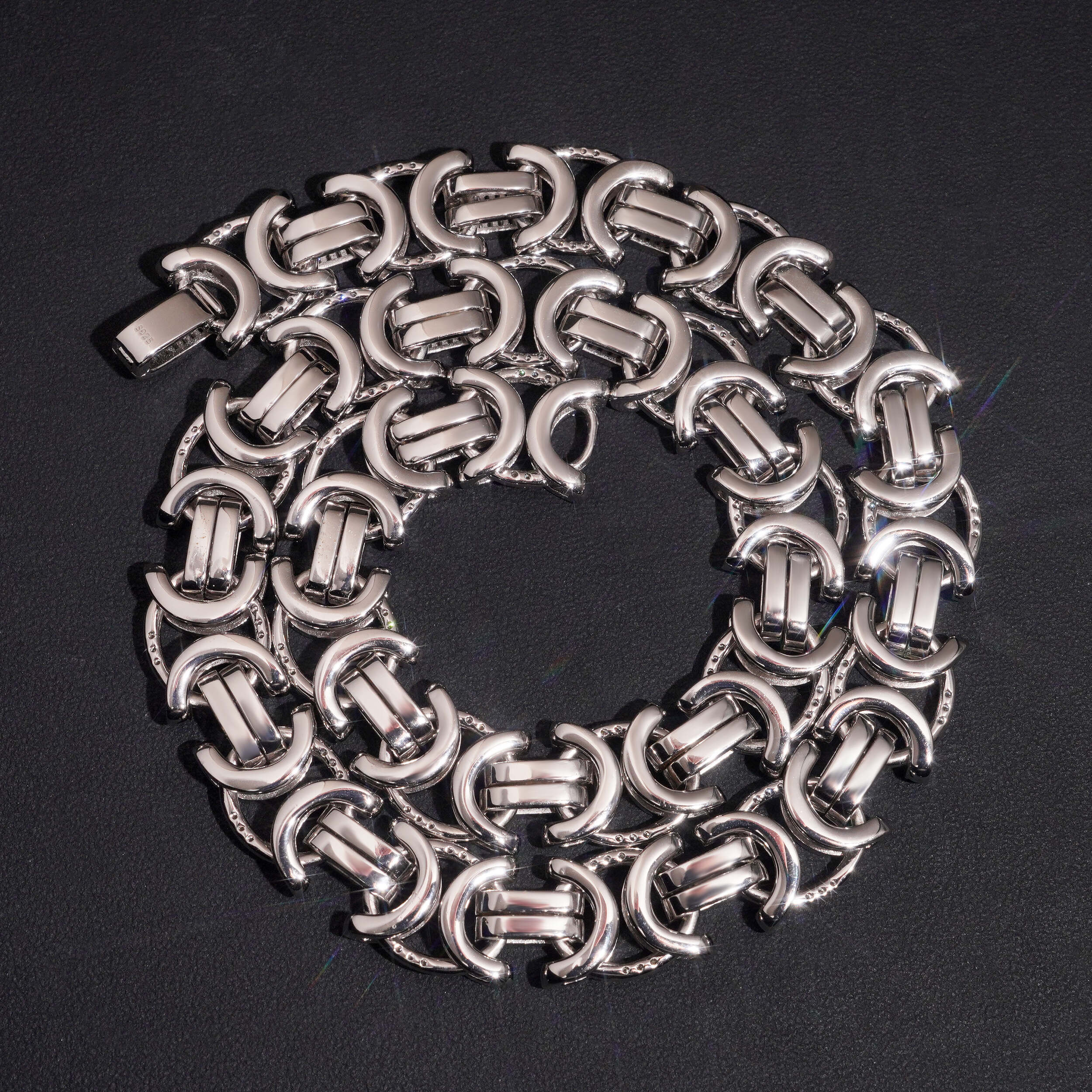 15MM Yellow Gold Two Tone Infinity Link Chain Necklace Moissanite