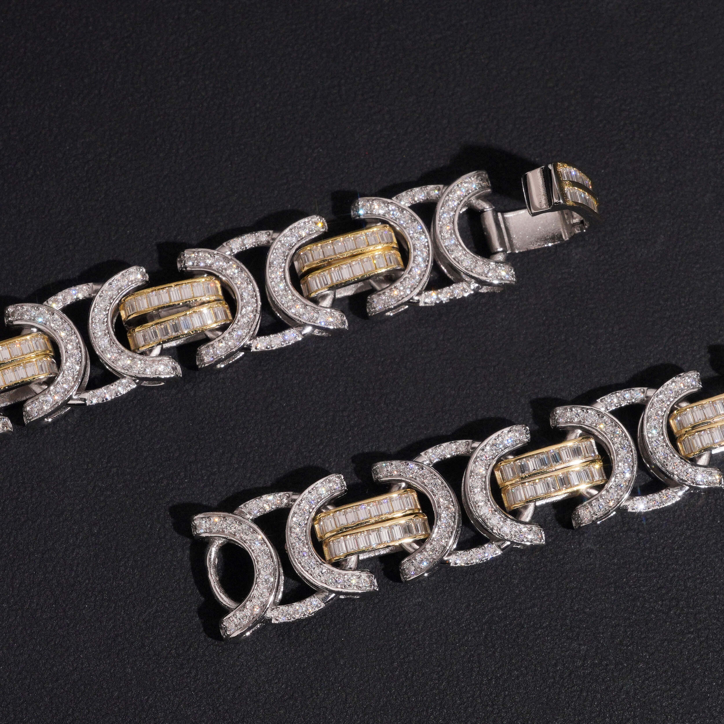 15MM Yellow Gold Two Tone Infinity Link Chain Necklace Moissanite
