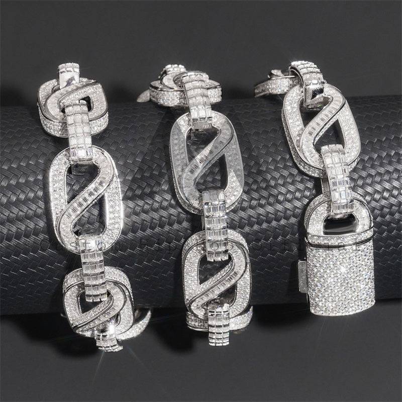 925 Silver 18MM VVS Moissanite Iced Out Hip Hop Jewelry Chain