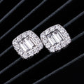 Classic Design Square Shape Baguette VVS Moissanite Diamond Studs For Men and Women