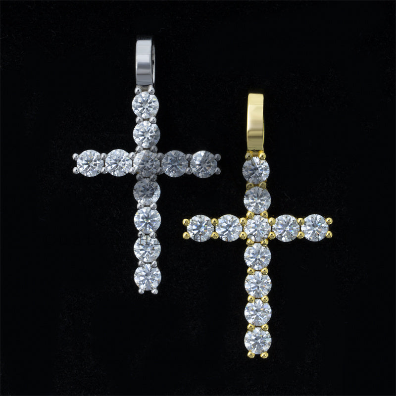 925 Sterling Silver GRA 5MM Moissanite Diamond Cross Pendant for Men4