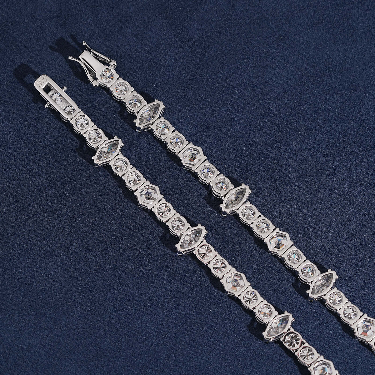 925 Silver 5MM Tennis Chain Necklace Fancy Cut Moissanite