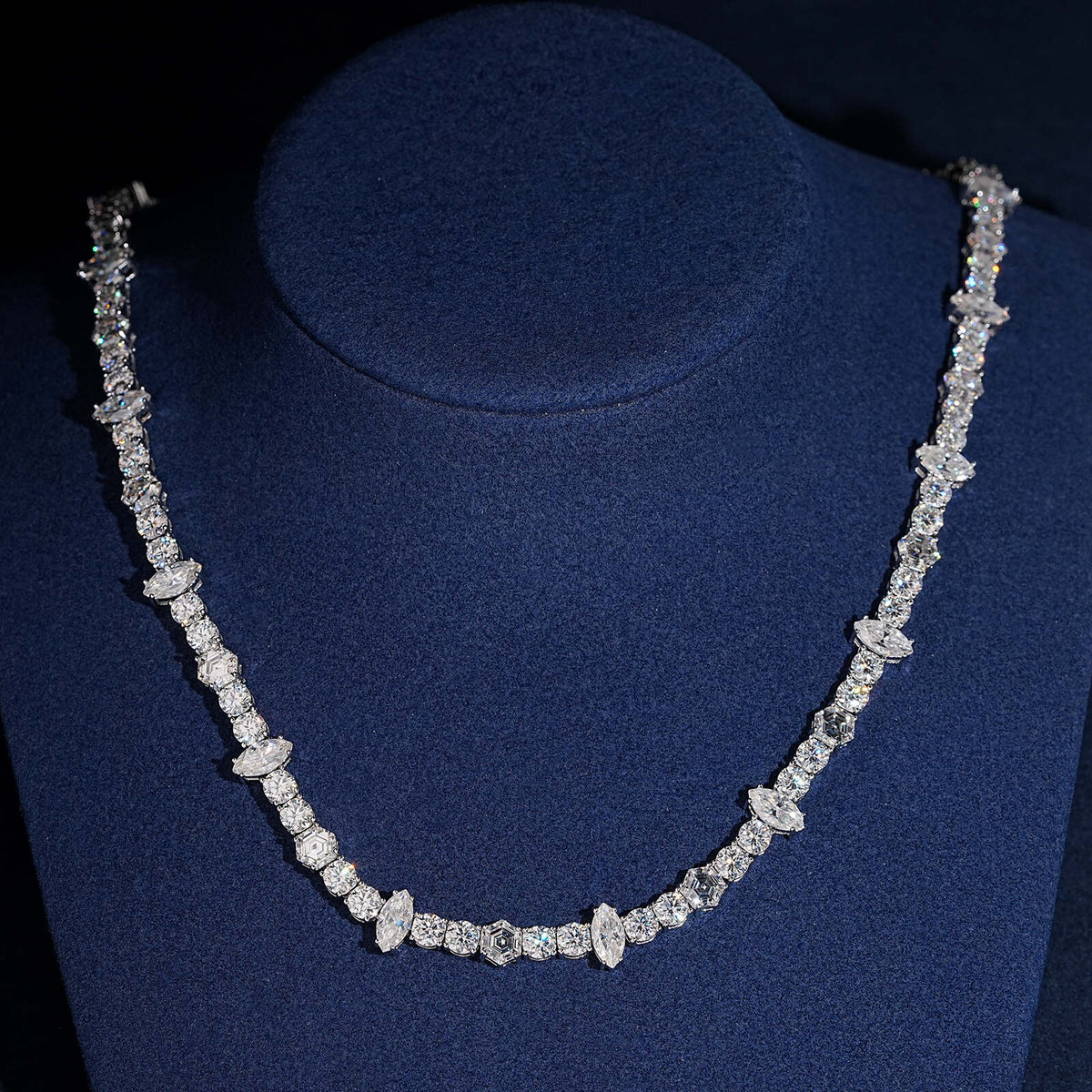 925 Silver 5MM Tennis Chain Necklace Fancy Cut Moissanite