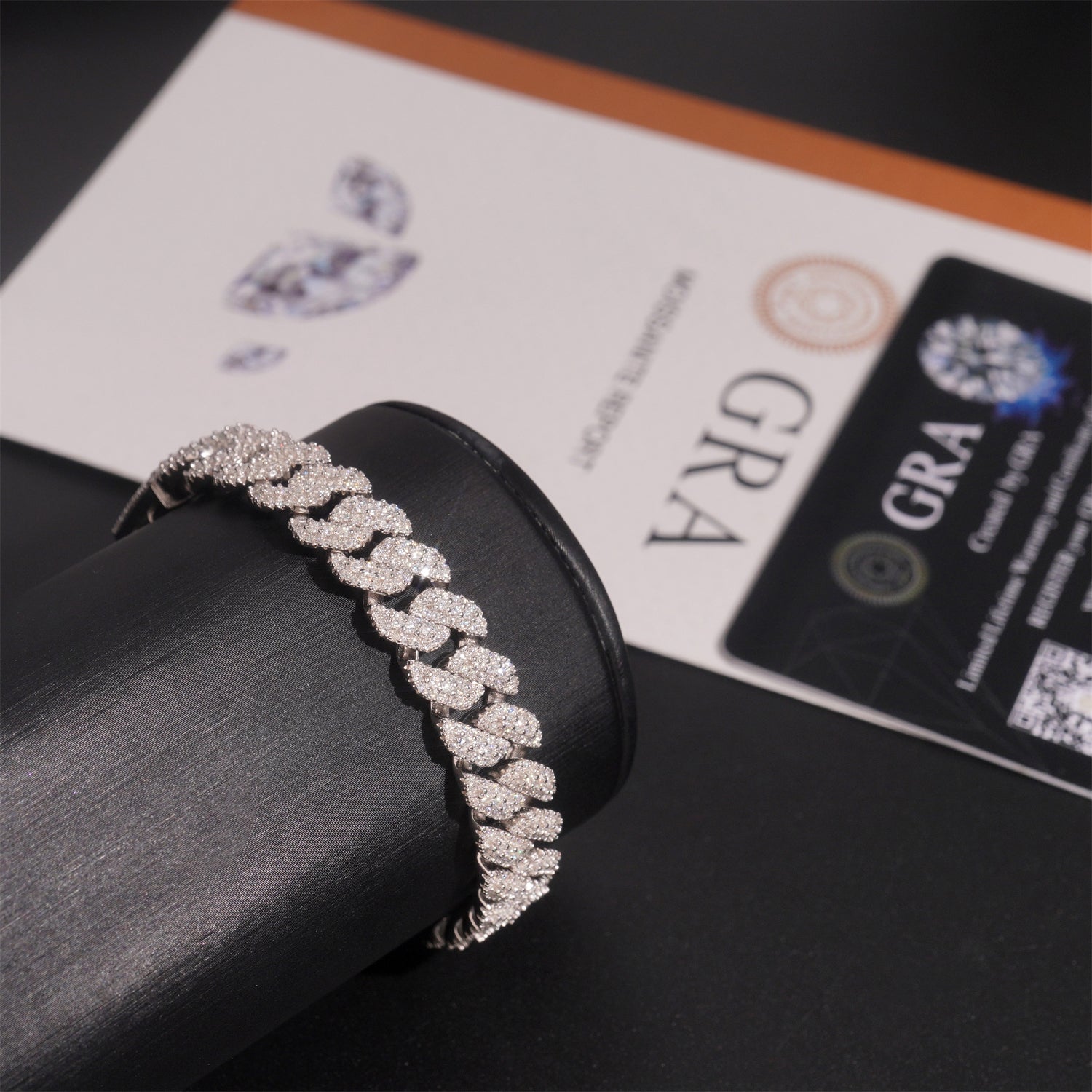 VVS Moissanite Diamond Cuban Bracelet Brass 10MM Three Rows