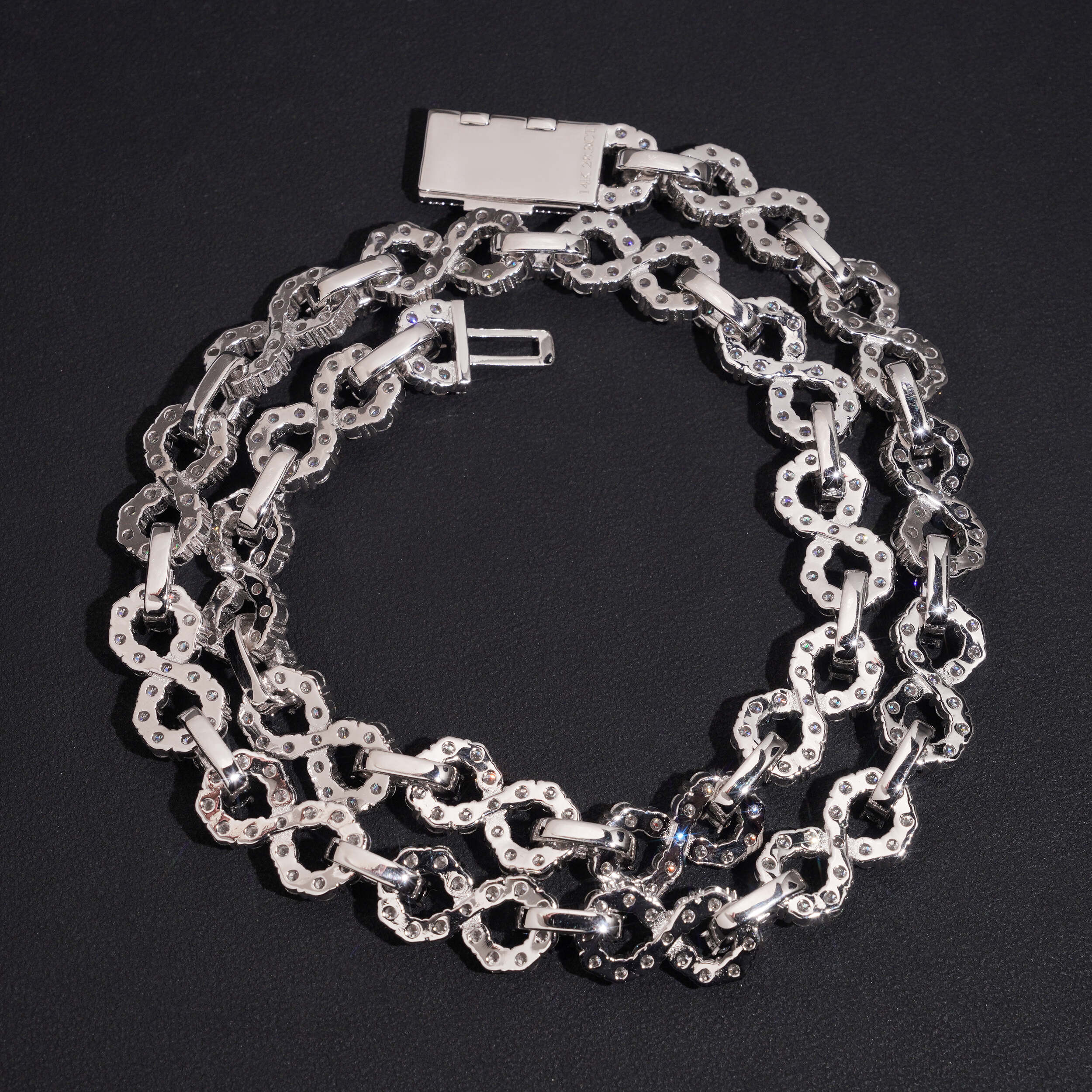 Silver Moissanite 13MM Moissanite Diamond Inifnity Link Chain Necklace Hip Hop Jewelry For Men