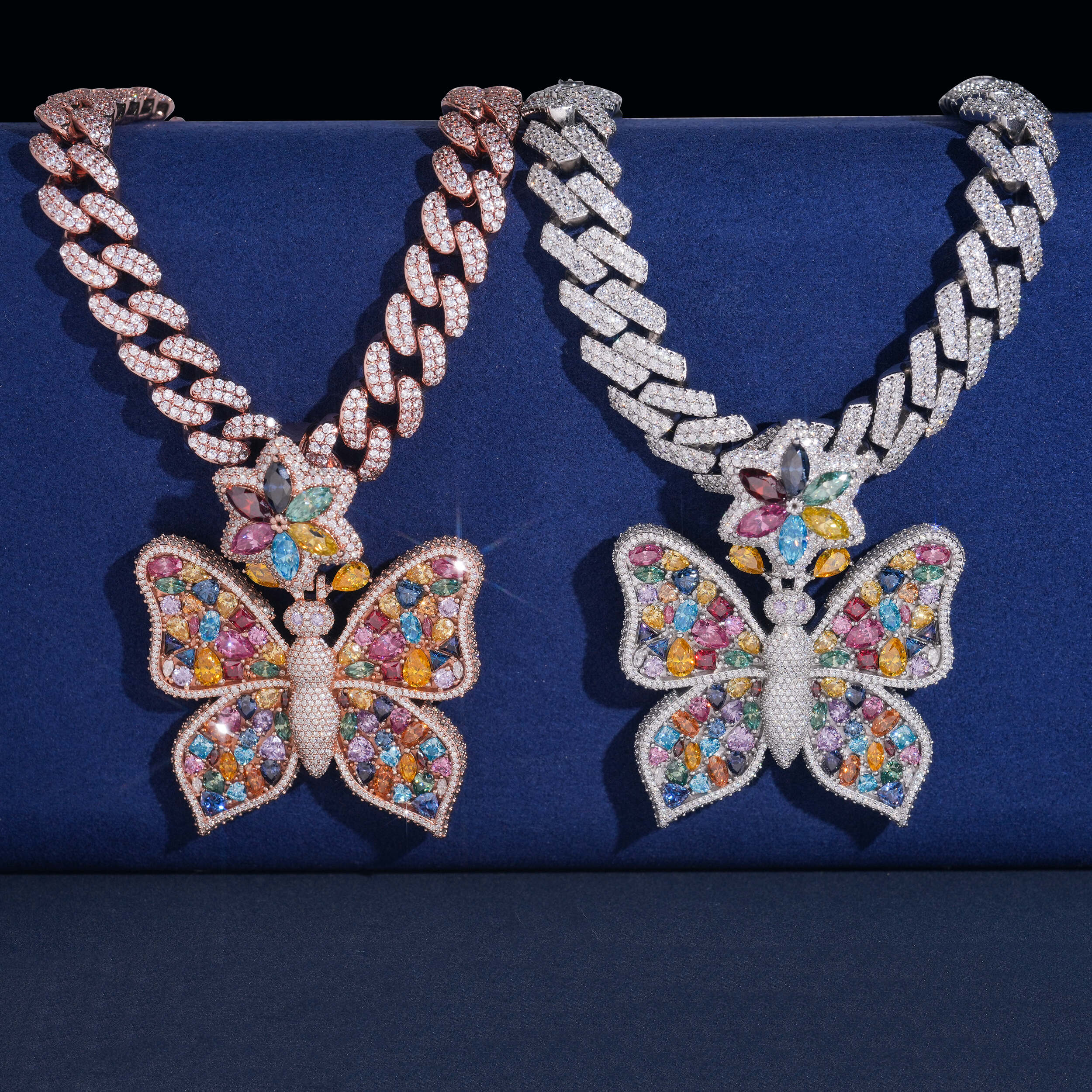 Fancy Cut VVS Color Moissanite Butterfly Pendant Fit For 13MM Cuban Chain