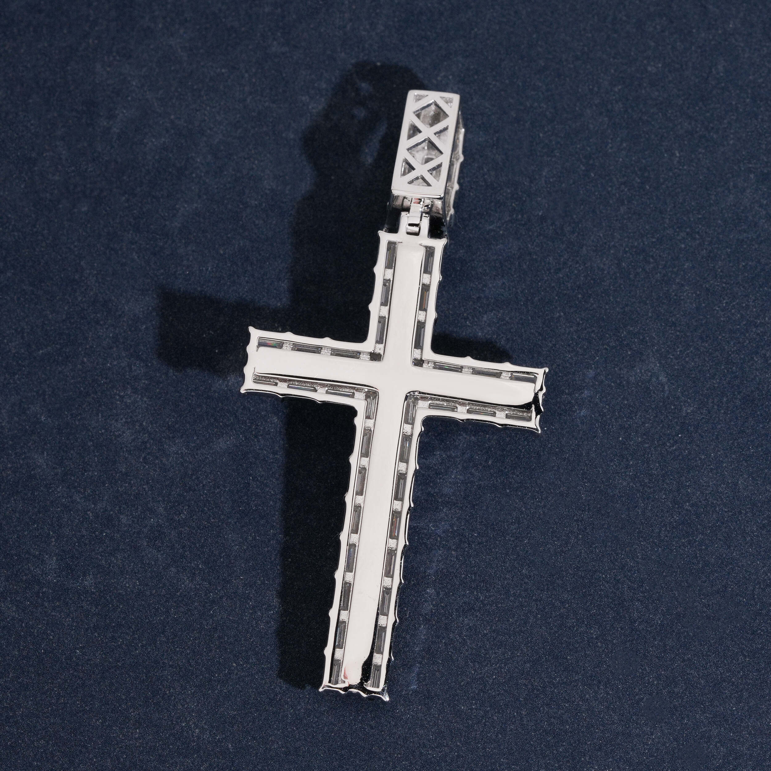 925 Sterling Silver Moissanite Jesus Baguette Cross Pendant Charm Fit For 10MM Cuban Chain