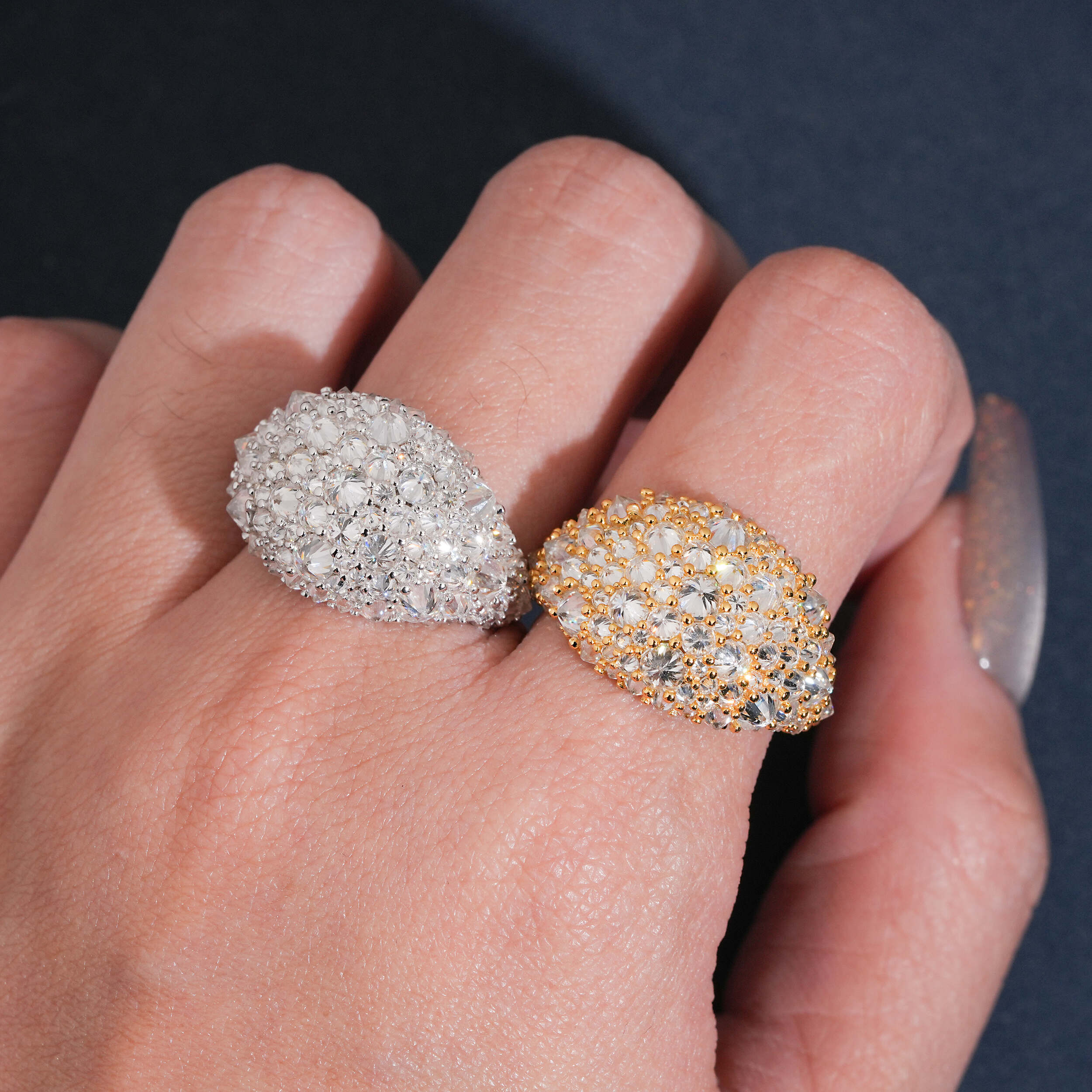 VVS Moissanite Diamond Sterling Silver Upside Down Mosaic Setting Men Ring