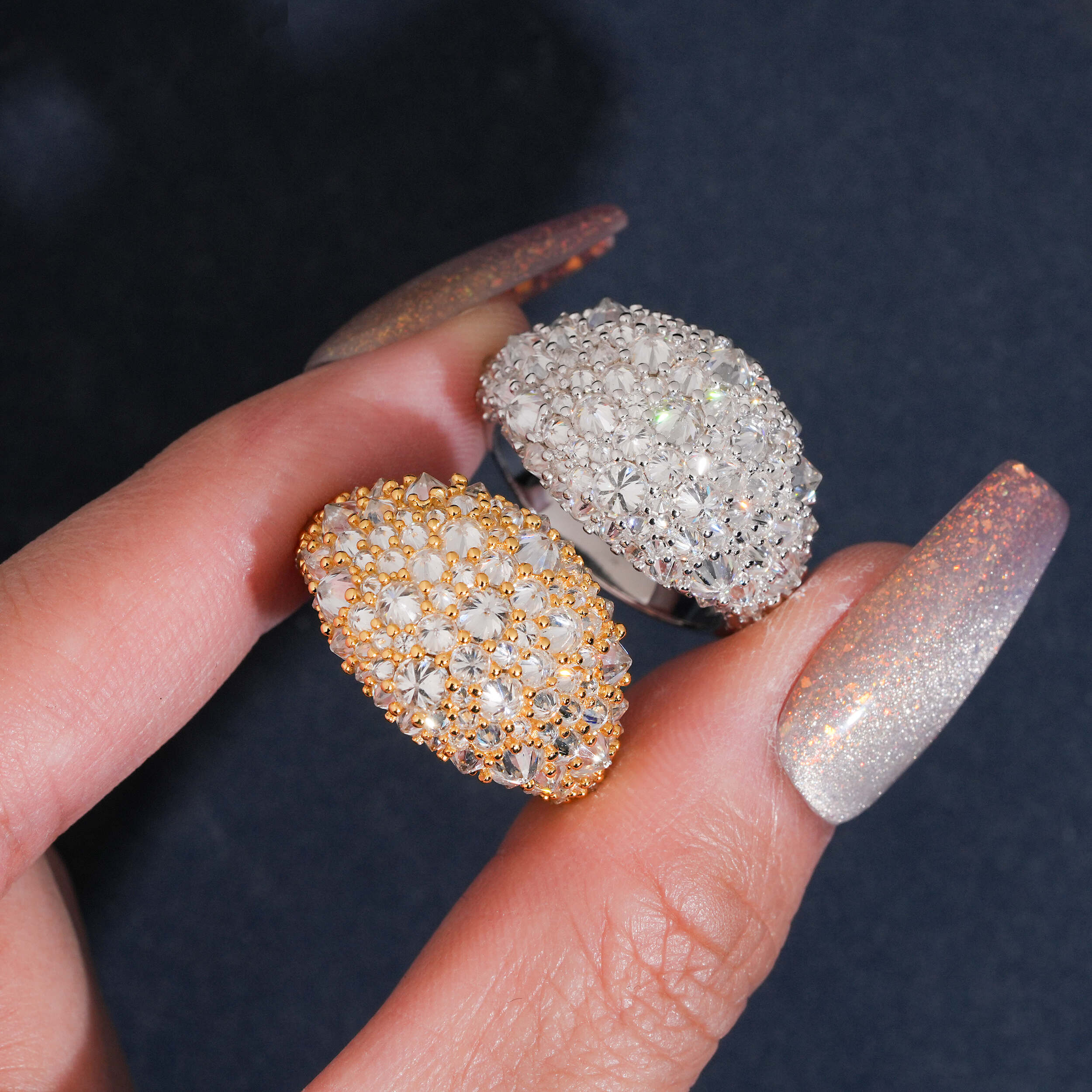 VVS Moissanite Diamond Sterling Silver Upside Down Mosaic Setting Men Ring