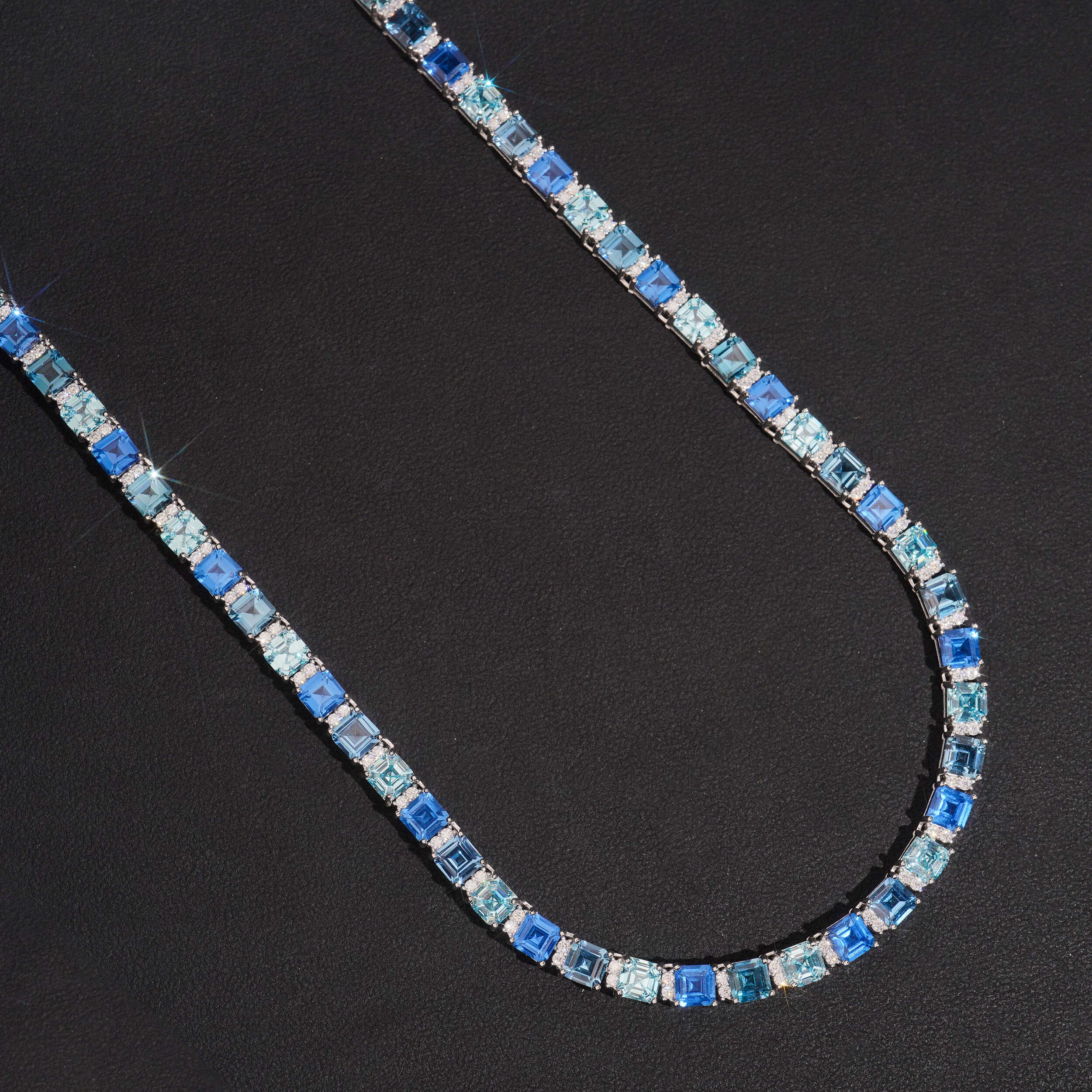 6MM Emerald Cut Cubic Zirconia Mix White Moissanite Tennis Chain Necklace