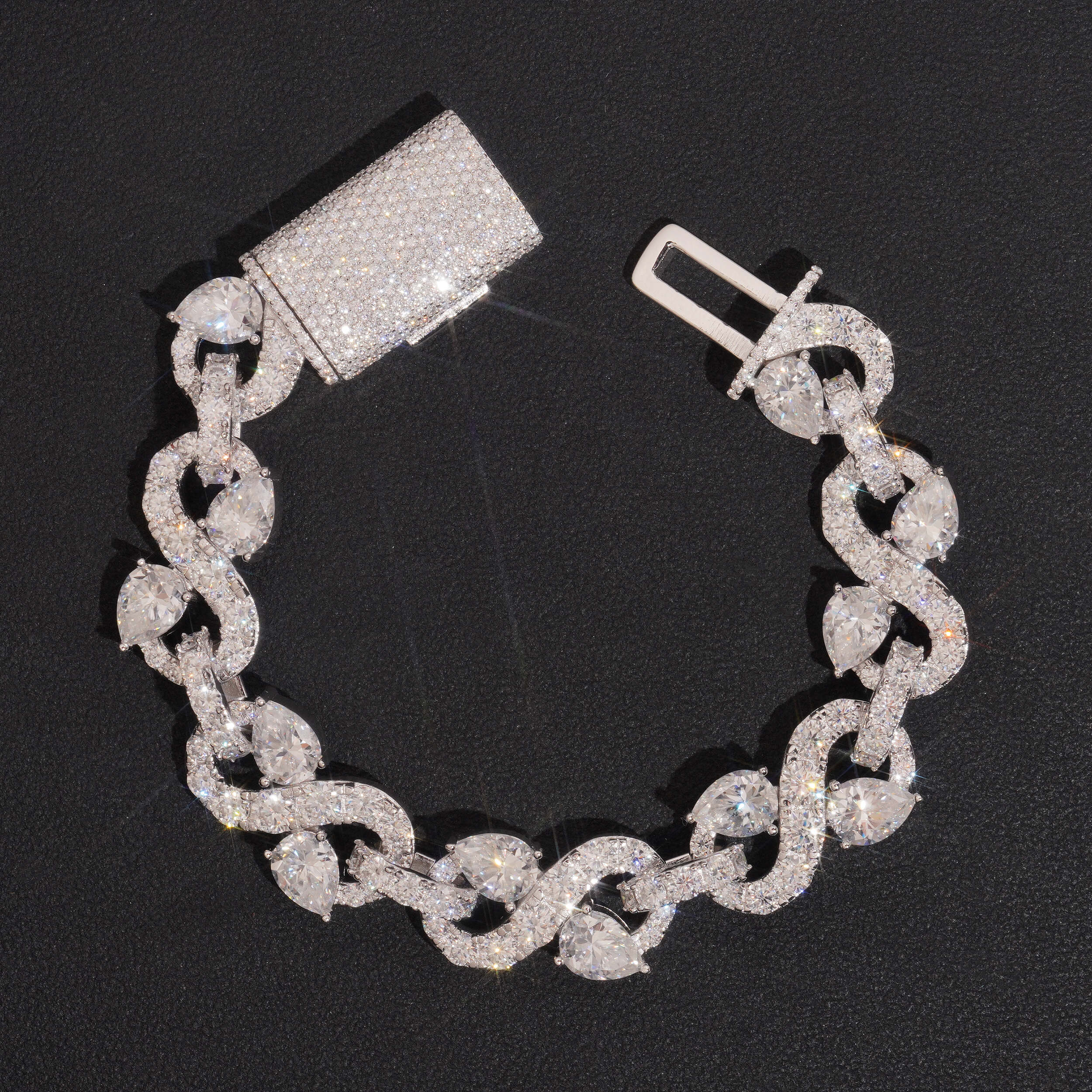 Moissanite Diamond Infinity Link Bracelet For Men 13MM