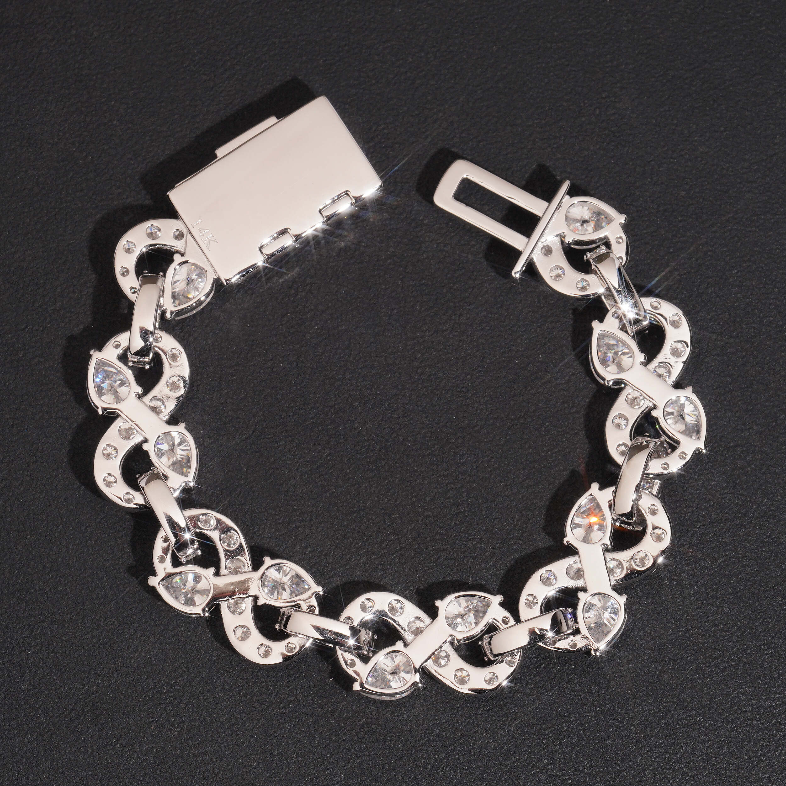 Moissanite Diamond Infinity Link Bracelet For Men 13MM