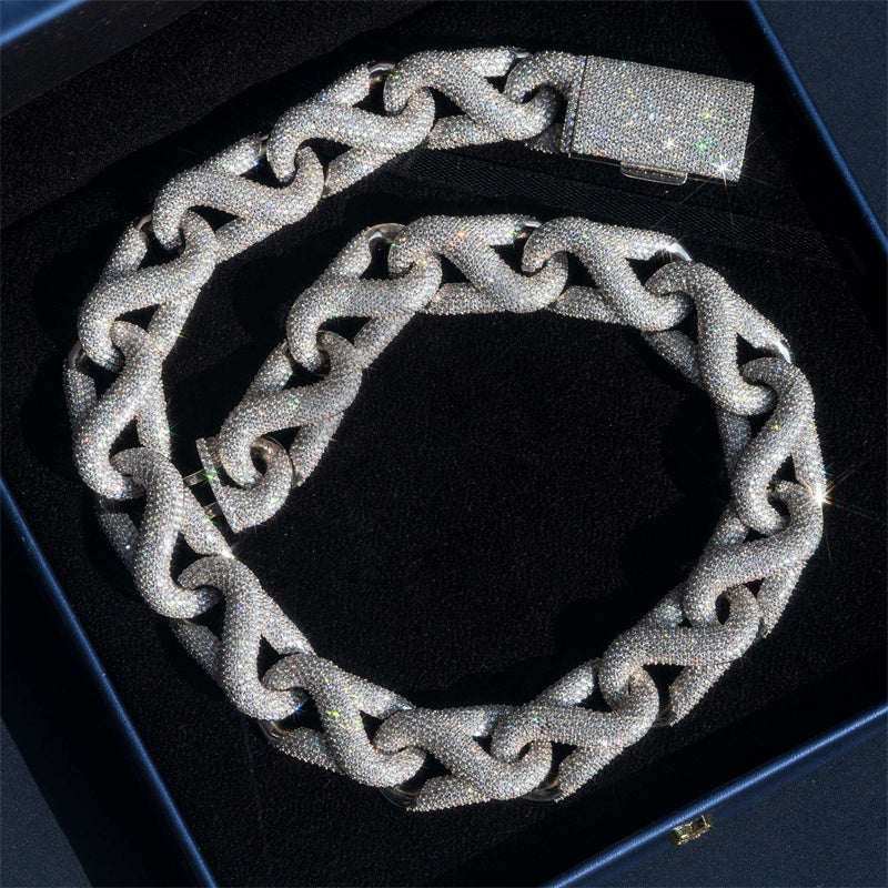 Византийская цепочка Iced Out VVS с муассанитом и бриллиантами, ювелирная цепочка для рэпера, серебро 925 пробы
