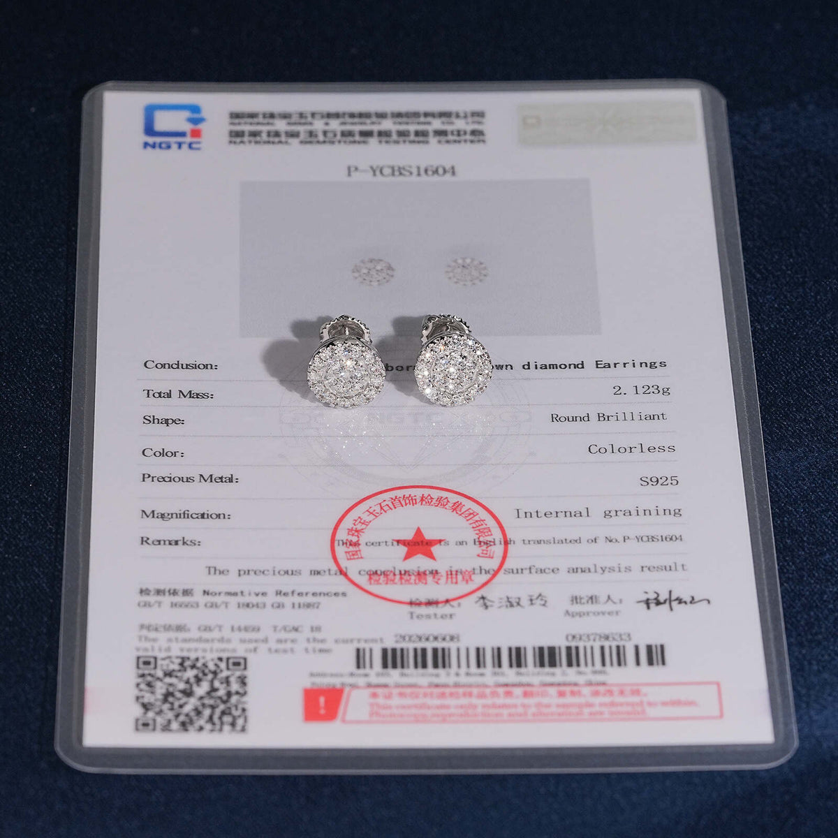 VVS Lab Grown Diamond Stud Earrings 925 Silver Men Jewelry