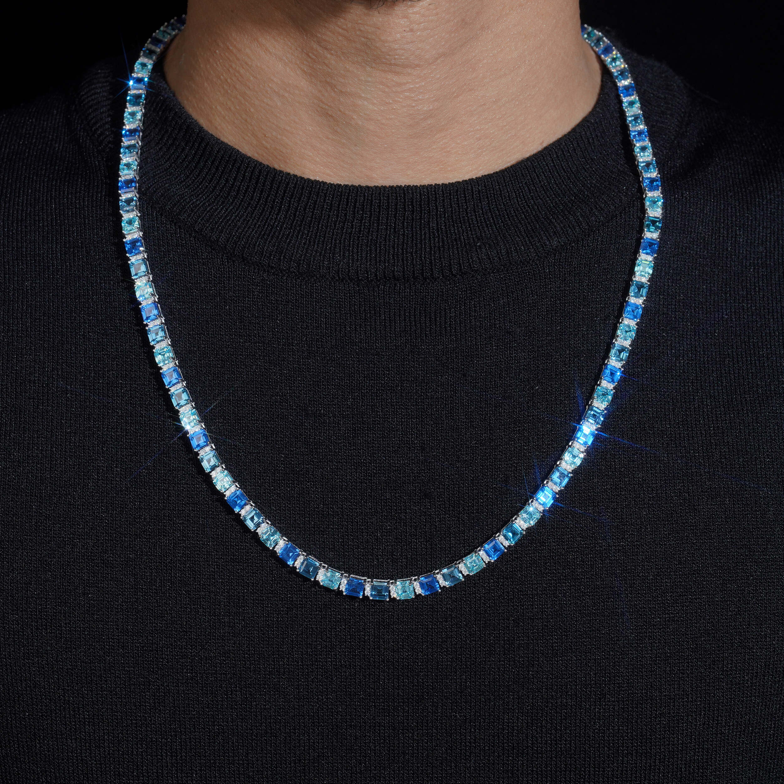 6MM Emerald Cut Cubic Zirconia Mix White Moissanite Tennis Chain Necklace