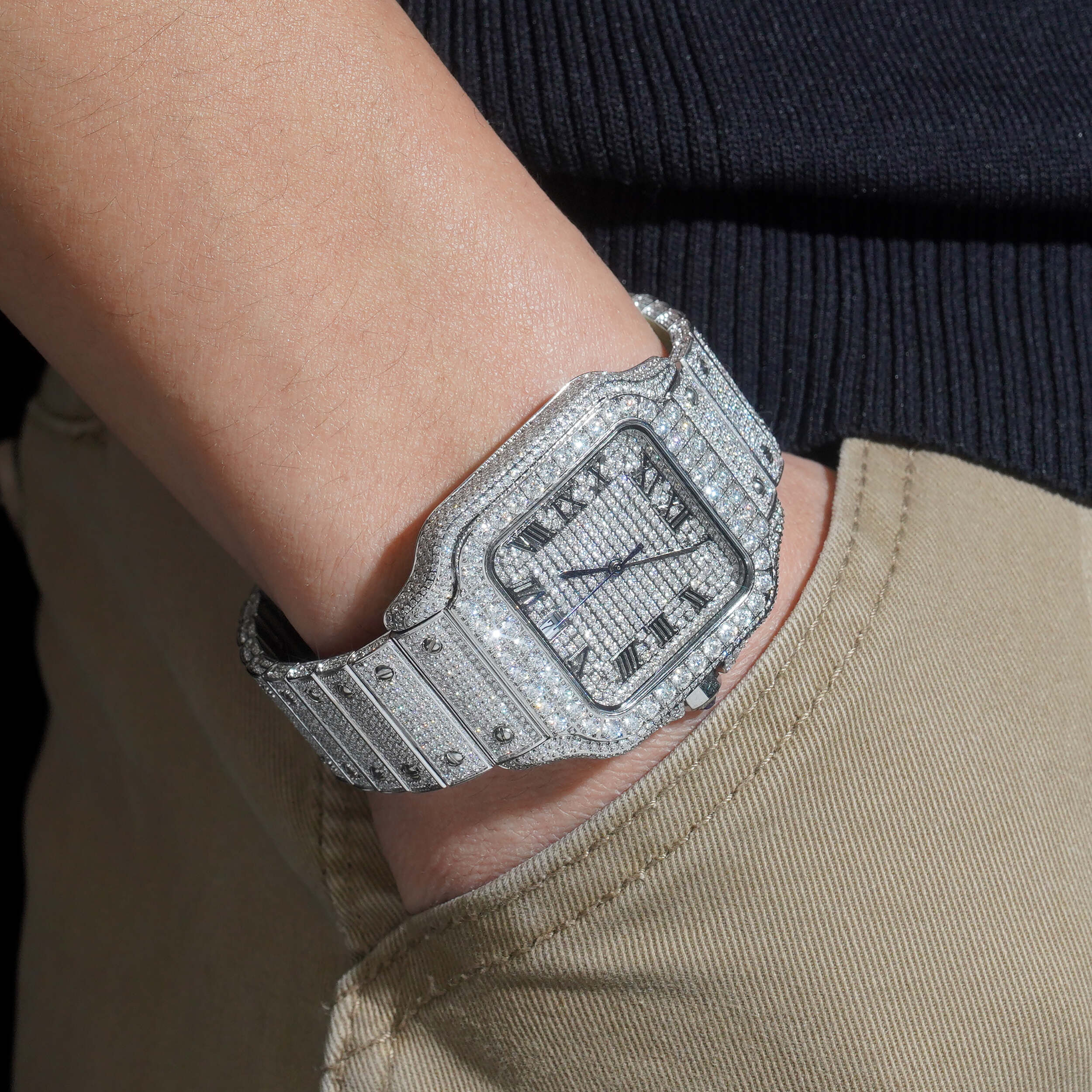 Iced Out Men Watch Moissanite Diamond Pass Diamond Tester