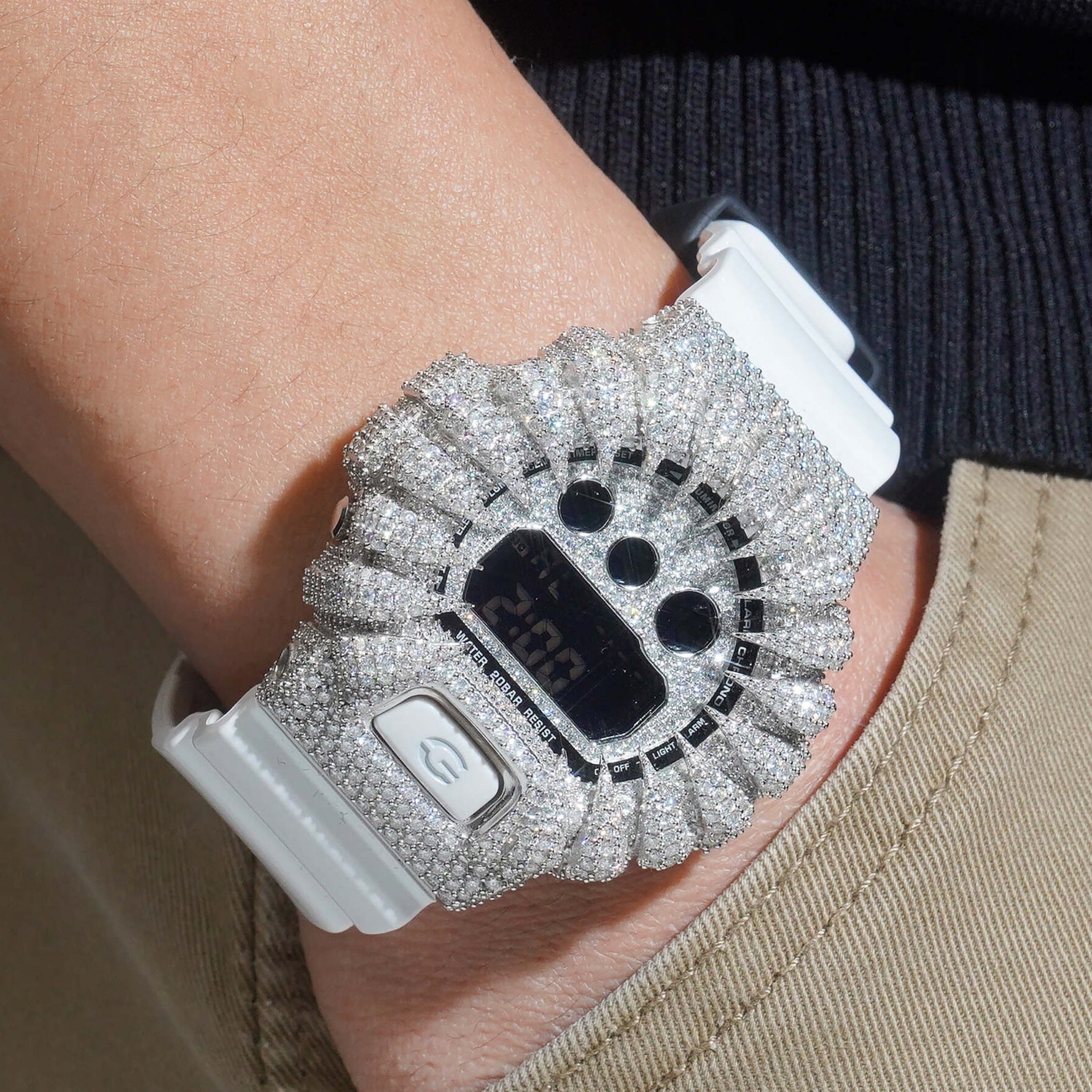 Iced Out G Shock Watch DW6900 Moissanite Diamond
