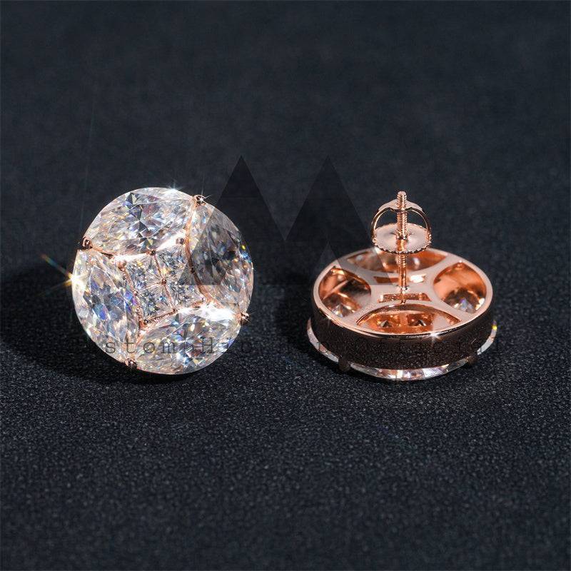 18MM Moissanite Diamond Flower Earrings Fancy Cut VVS Screw Back Luxury2