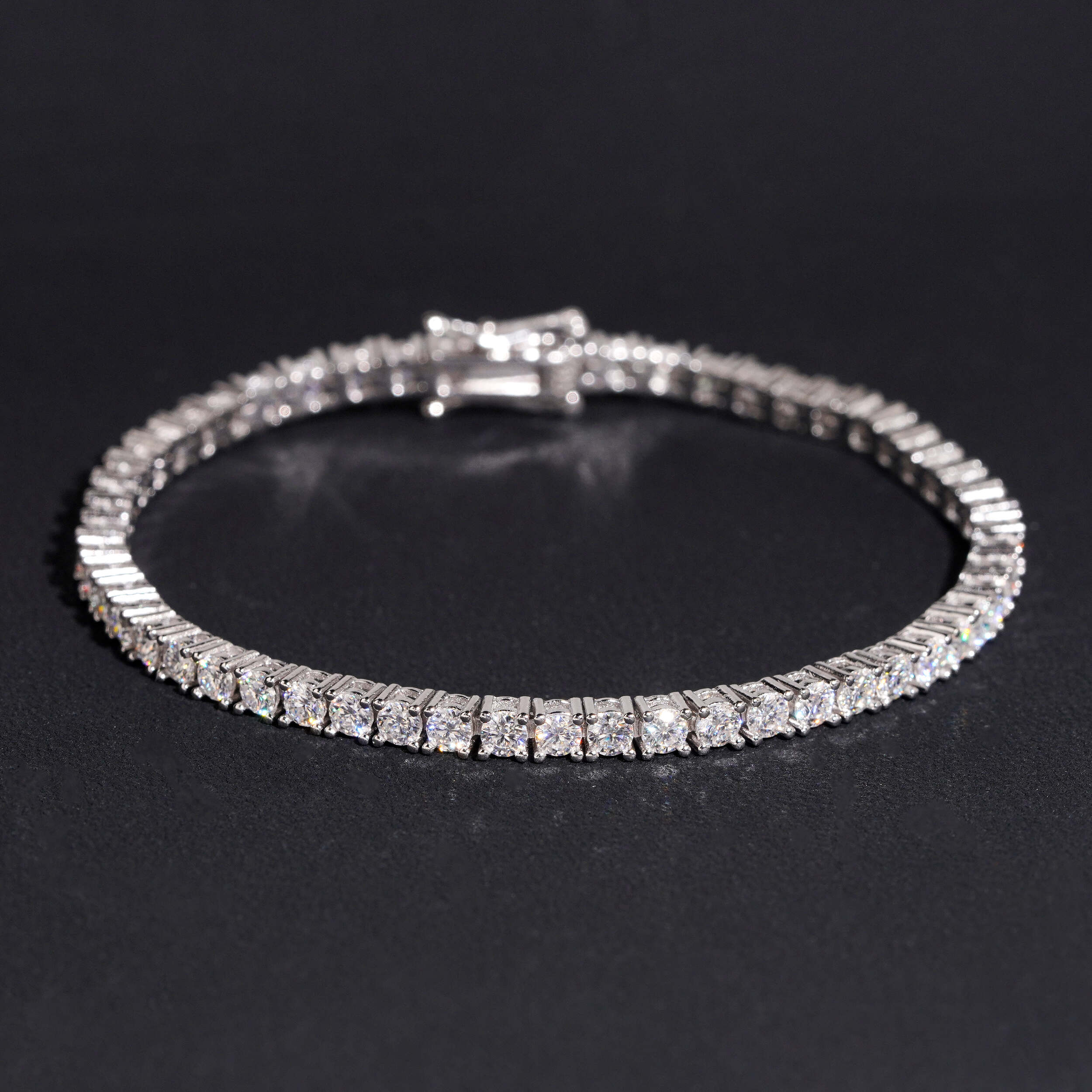 Lab Diamond Tennis Bracelet Solid Silver 3MM