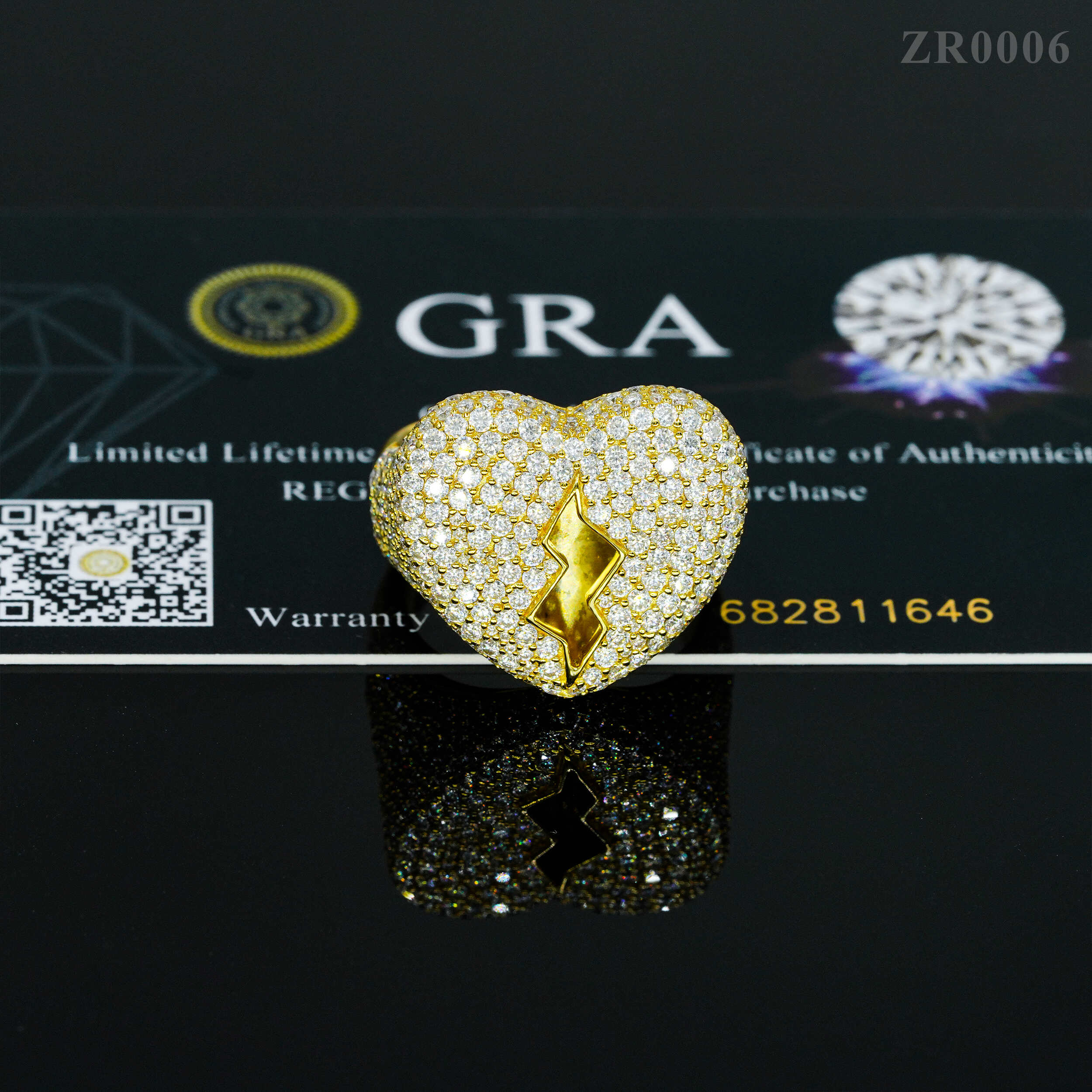 Iced Out Moissanite Diamond Hip Hop Ring Broken Heart Design