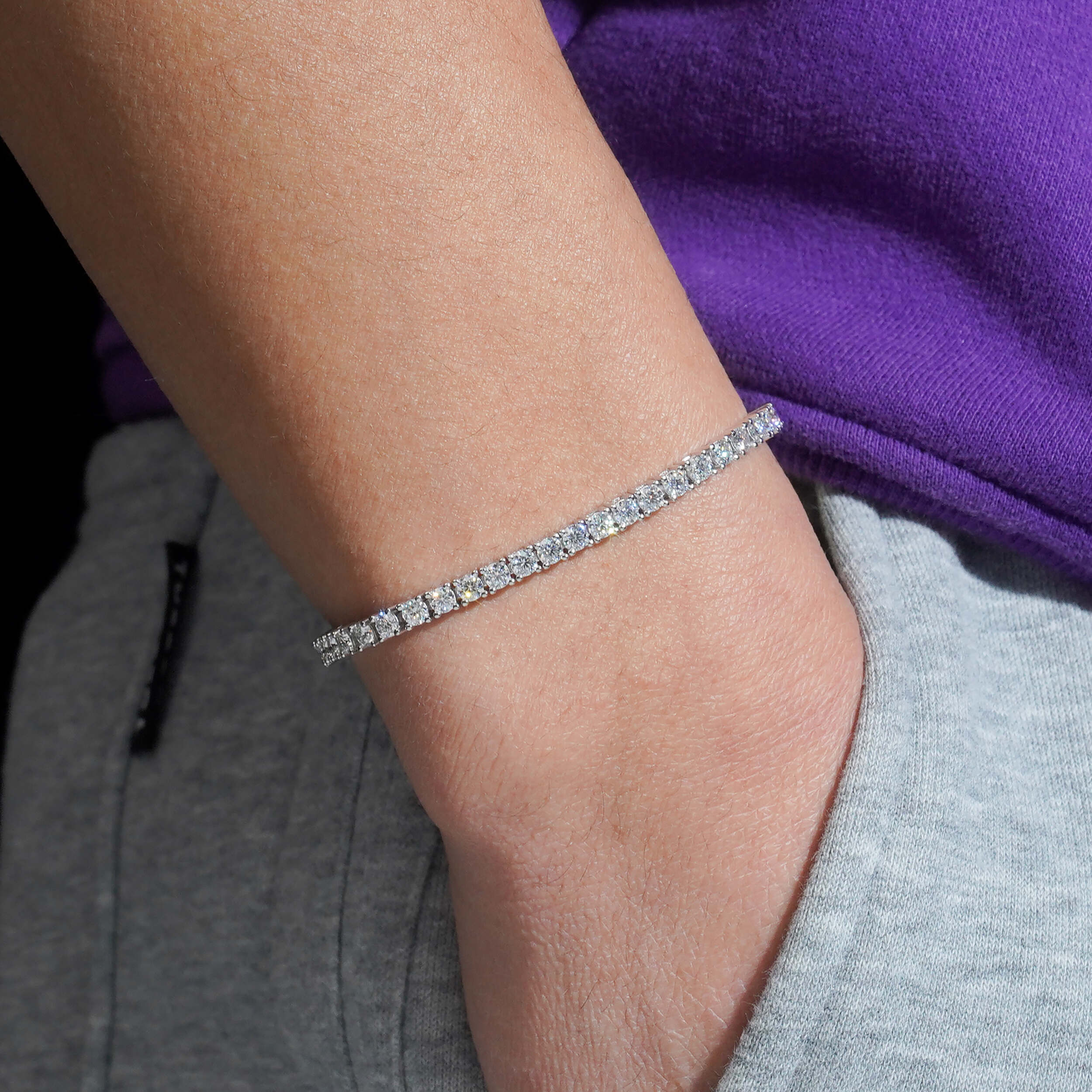 Lab Diamond Tennis Bracelet Solid Silver 3MM
