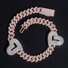 16MM Width Baguette Heart Charm Cuban Link Necklace VVS Moissanite Diamond