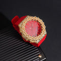 Red Strap GA2100 Gold Moissanite G Shock Watch