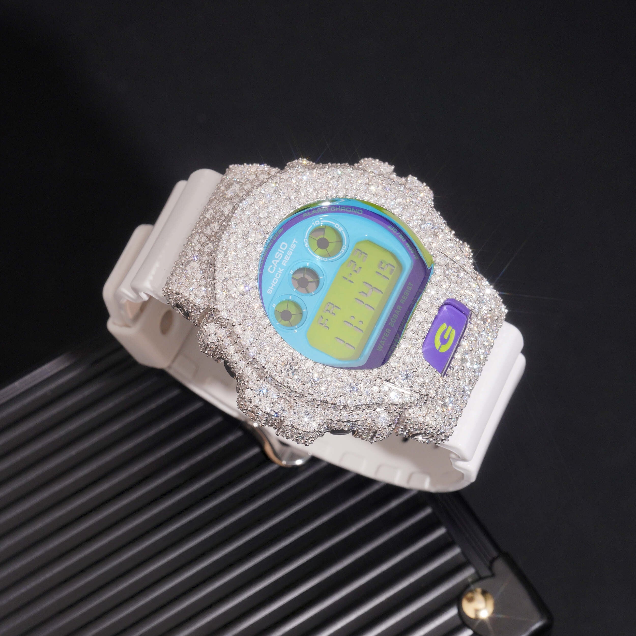 DW6900 G Shock Iced Out Buss Down Moissanite Watch Mosaic Setting
