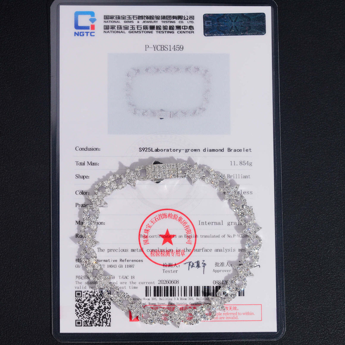 925 Silver VVS Lab Grown Diamond Men Bracelet