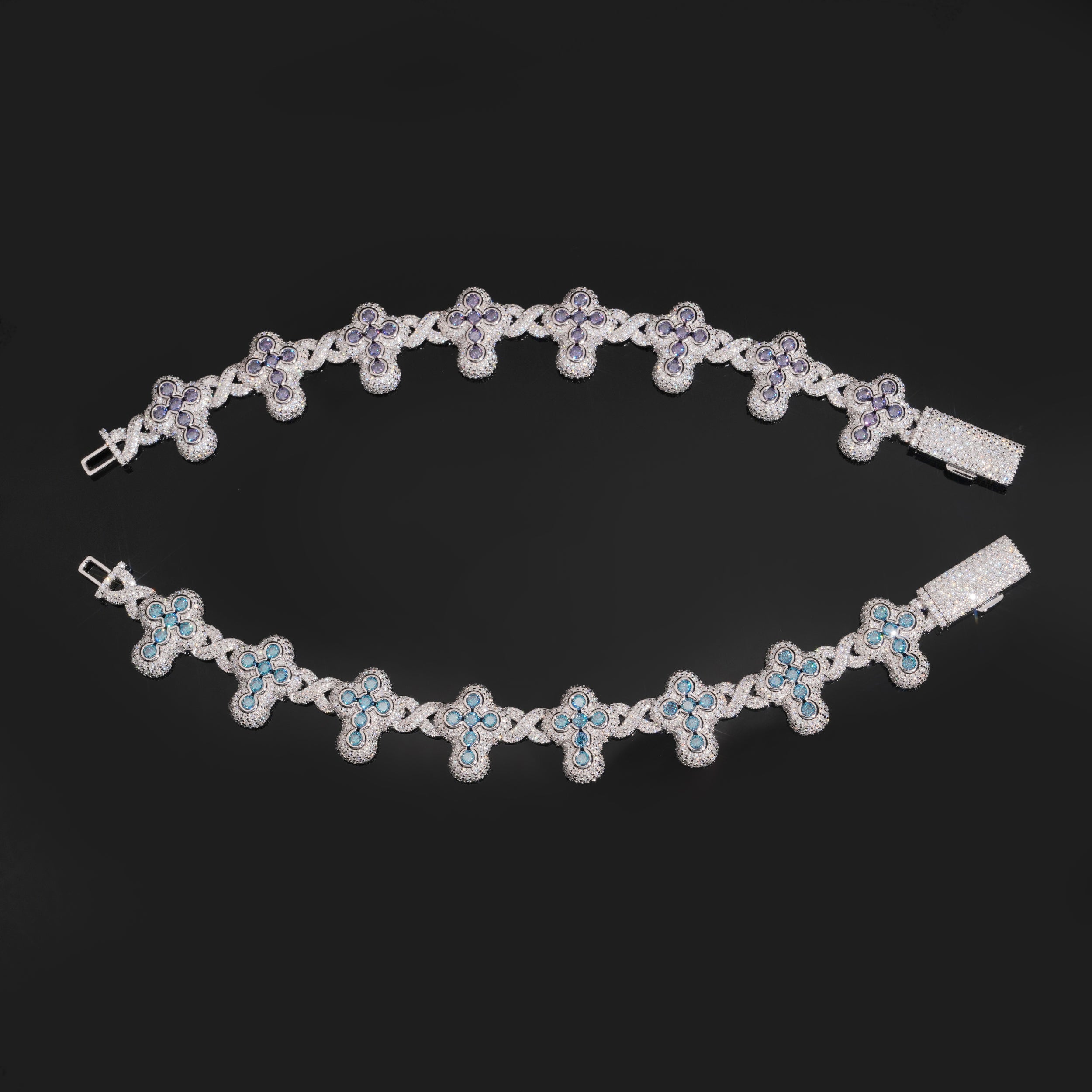 Color Moissanite Cross Infinity Bracelet For Men Iced Out 925 Silver