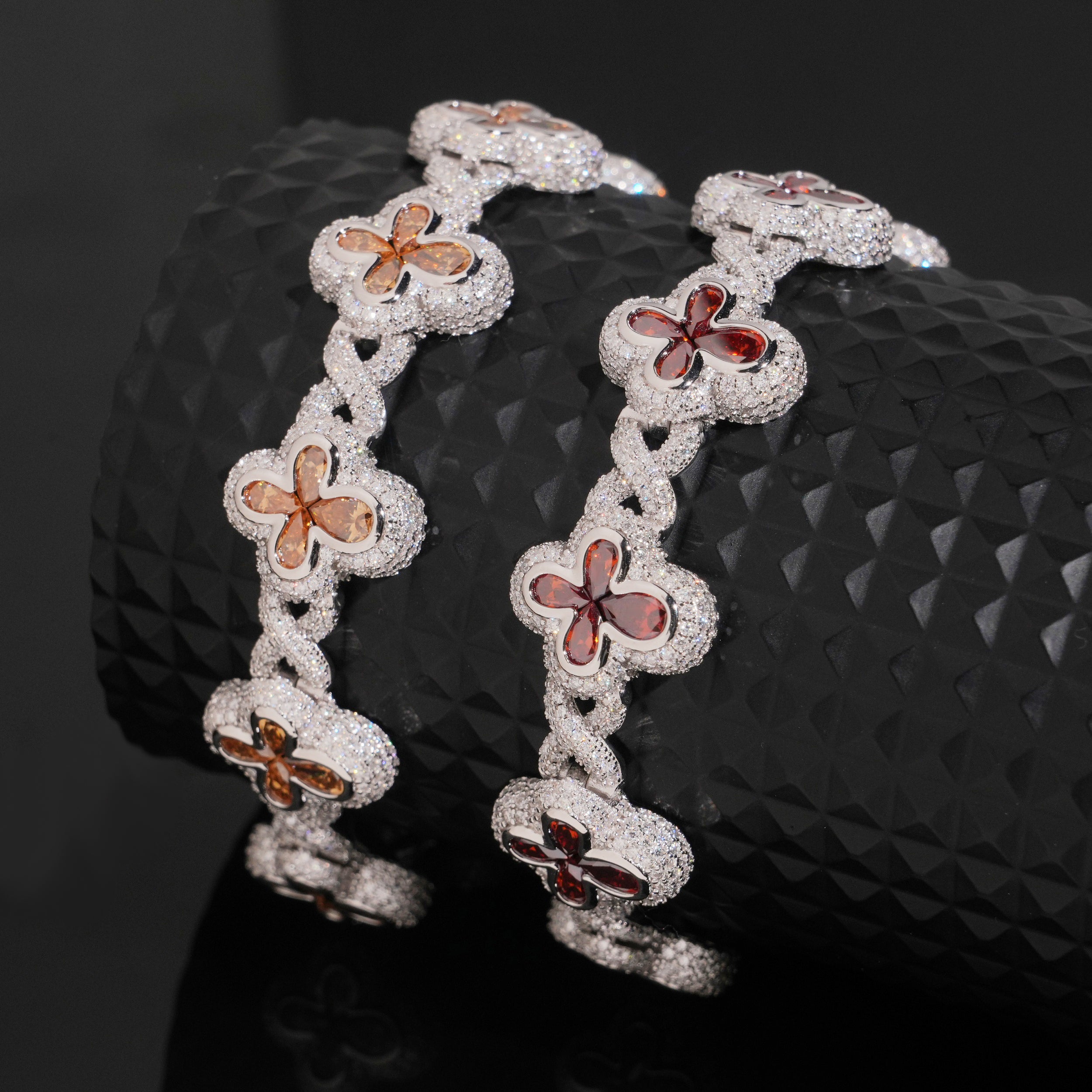 15MM Men Clover Bracelet Color Moissanite Diamond
