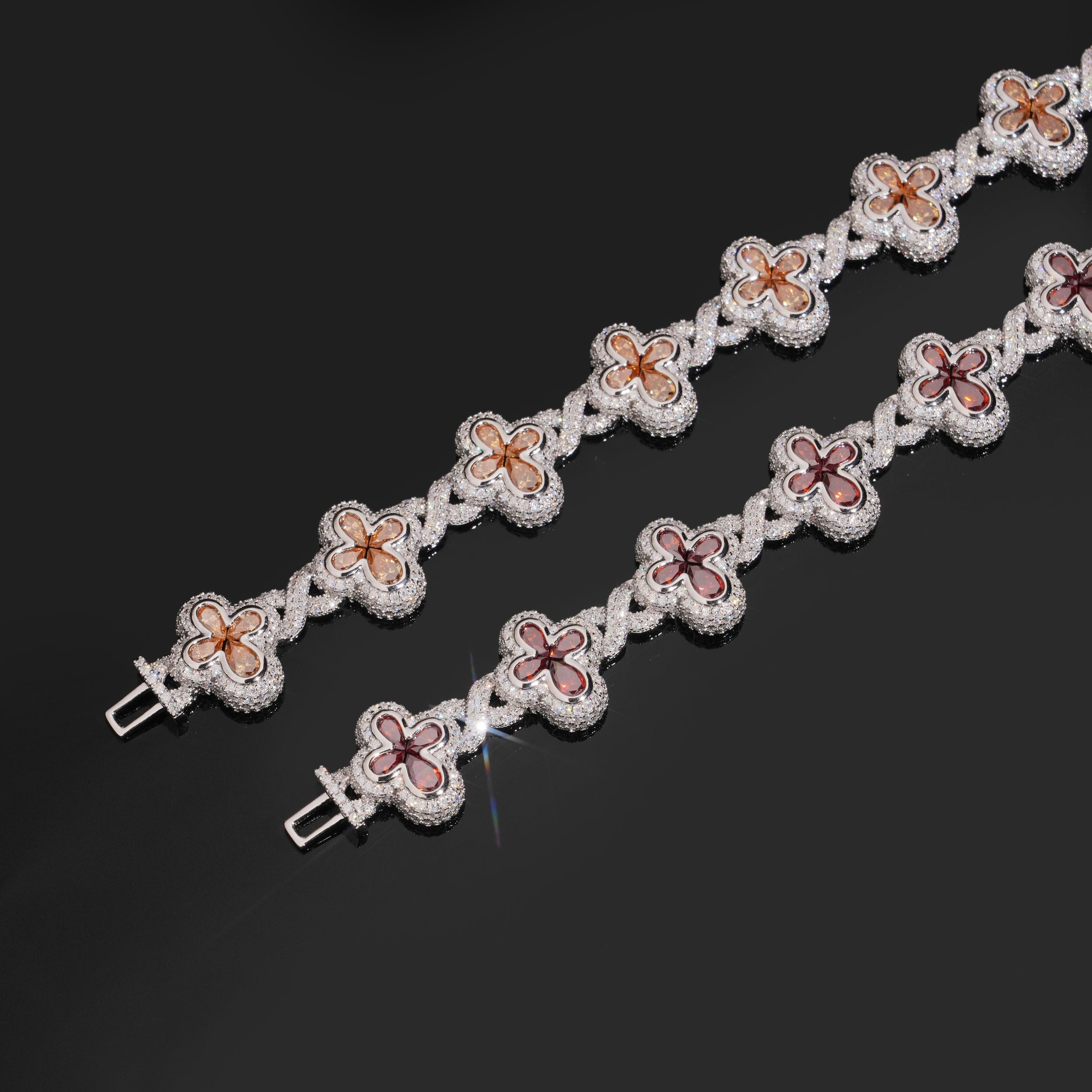 15MM Men Clover Bracelet Color Moissanite Diamond