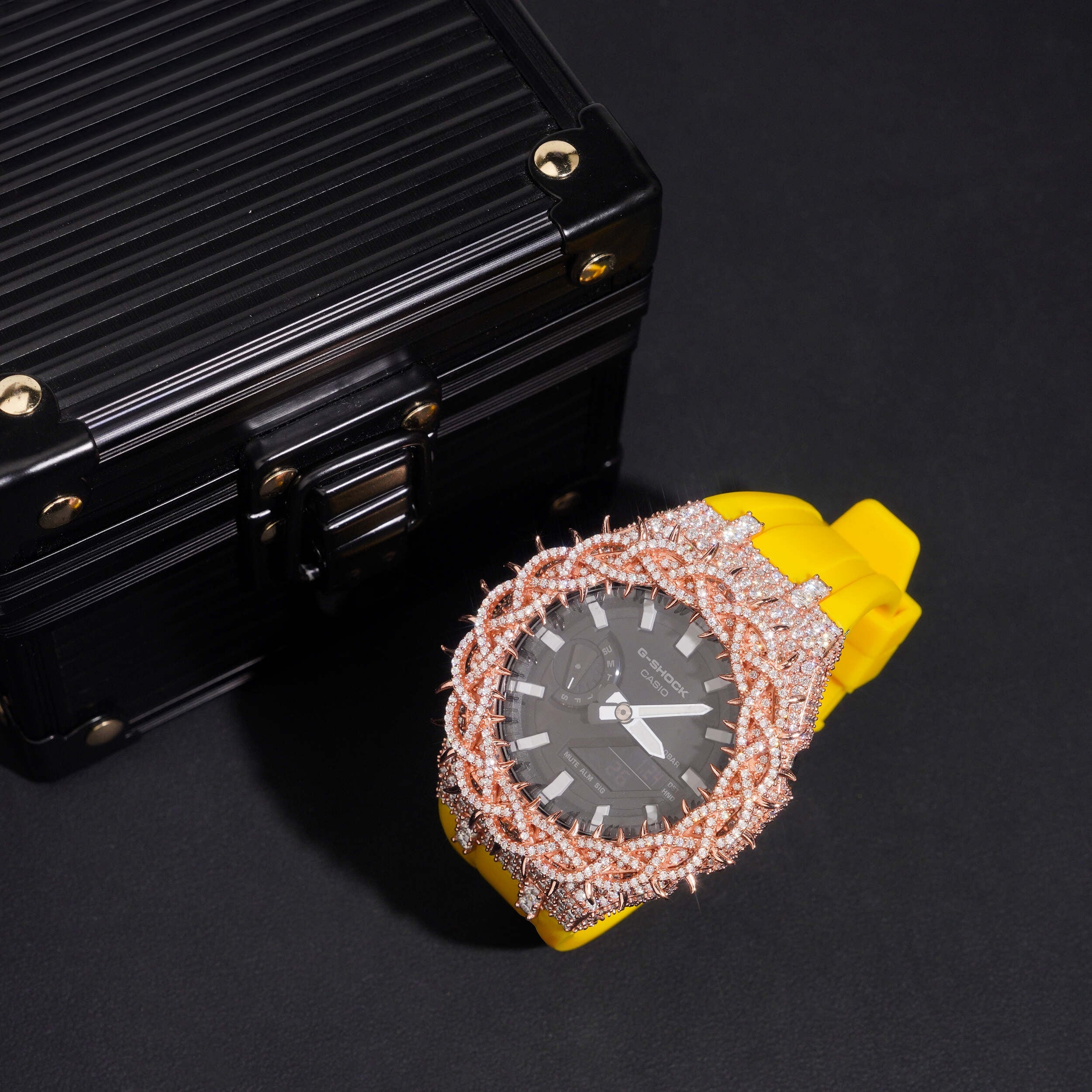Yellow Band Iced Out G Shock GA2100 Watch